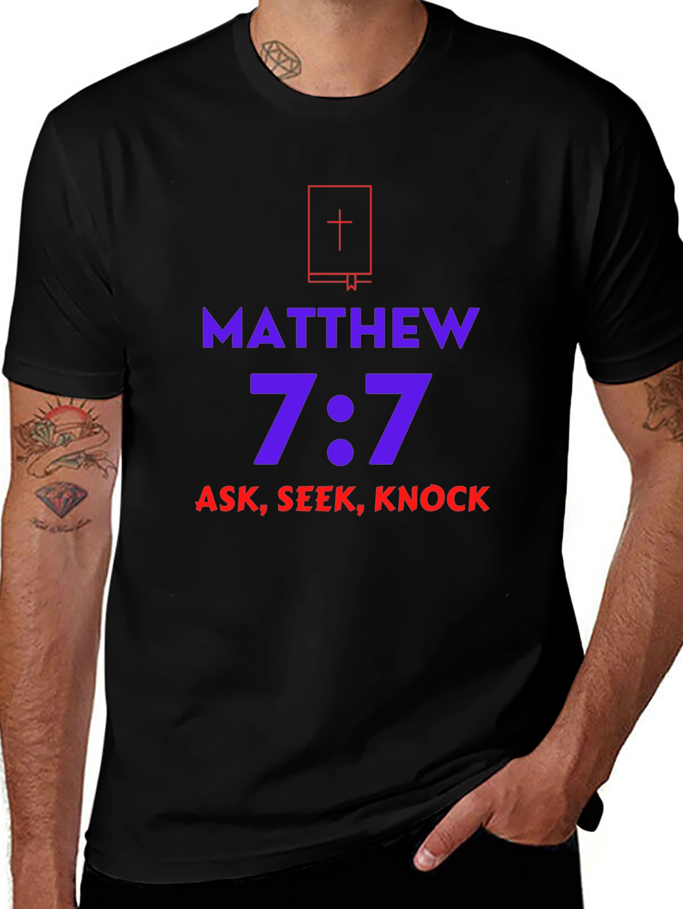 Matthew 7:7 Ask Seek Knock T-Shirt