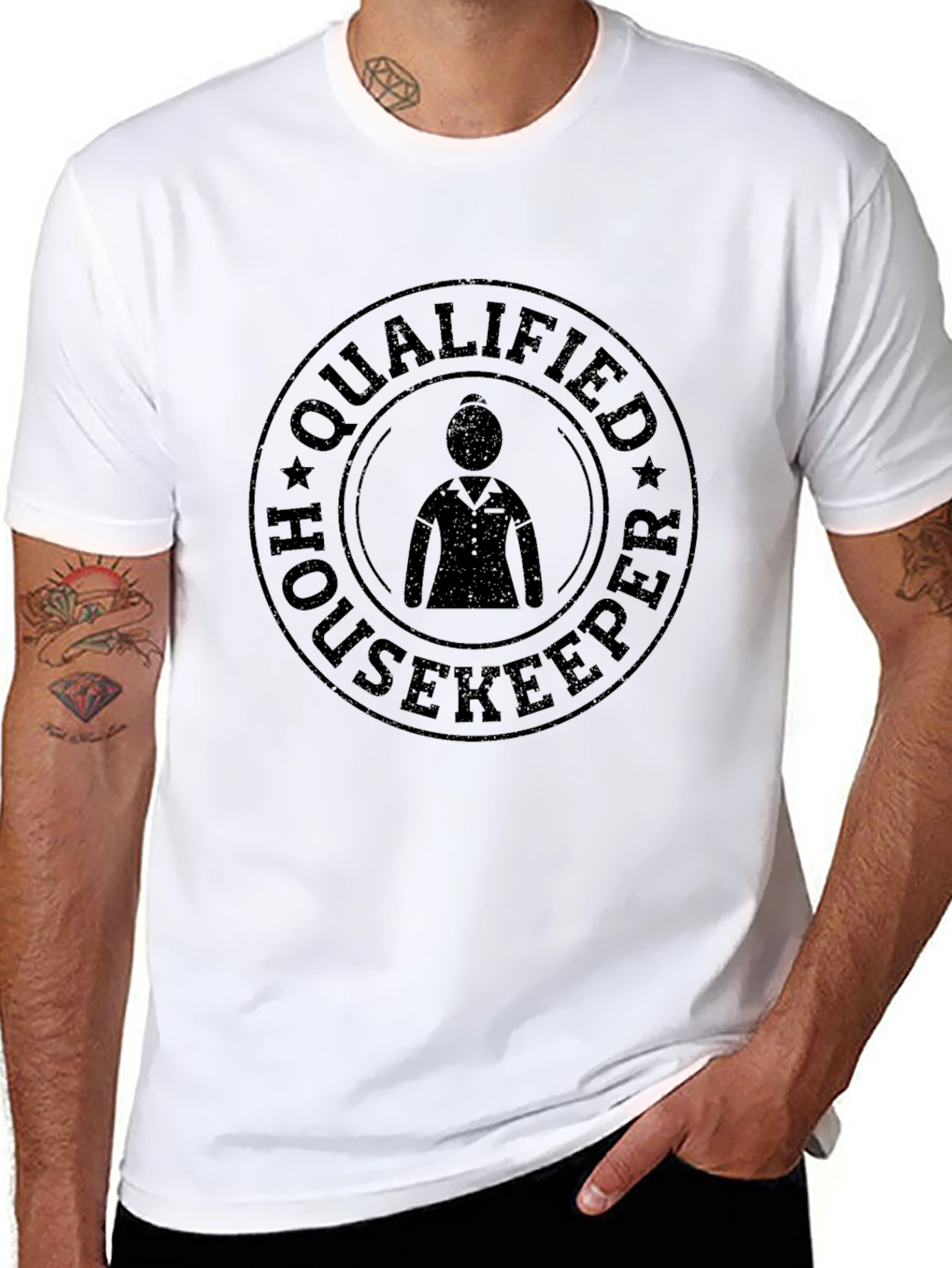 Qualified Housekeeper T-Shirt - Novelty Graphic Tee