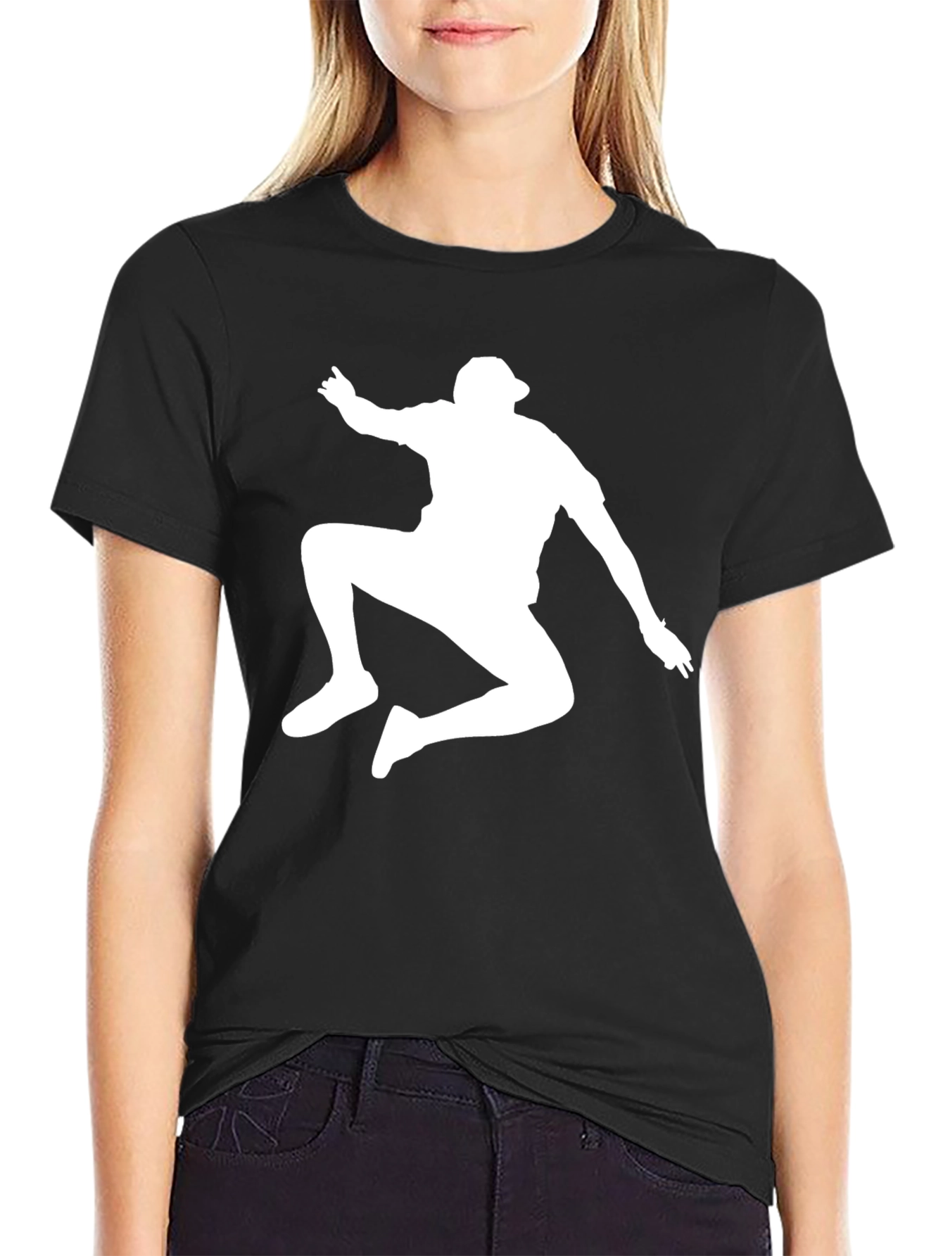 Black T-Shirt with White Silhouette Man