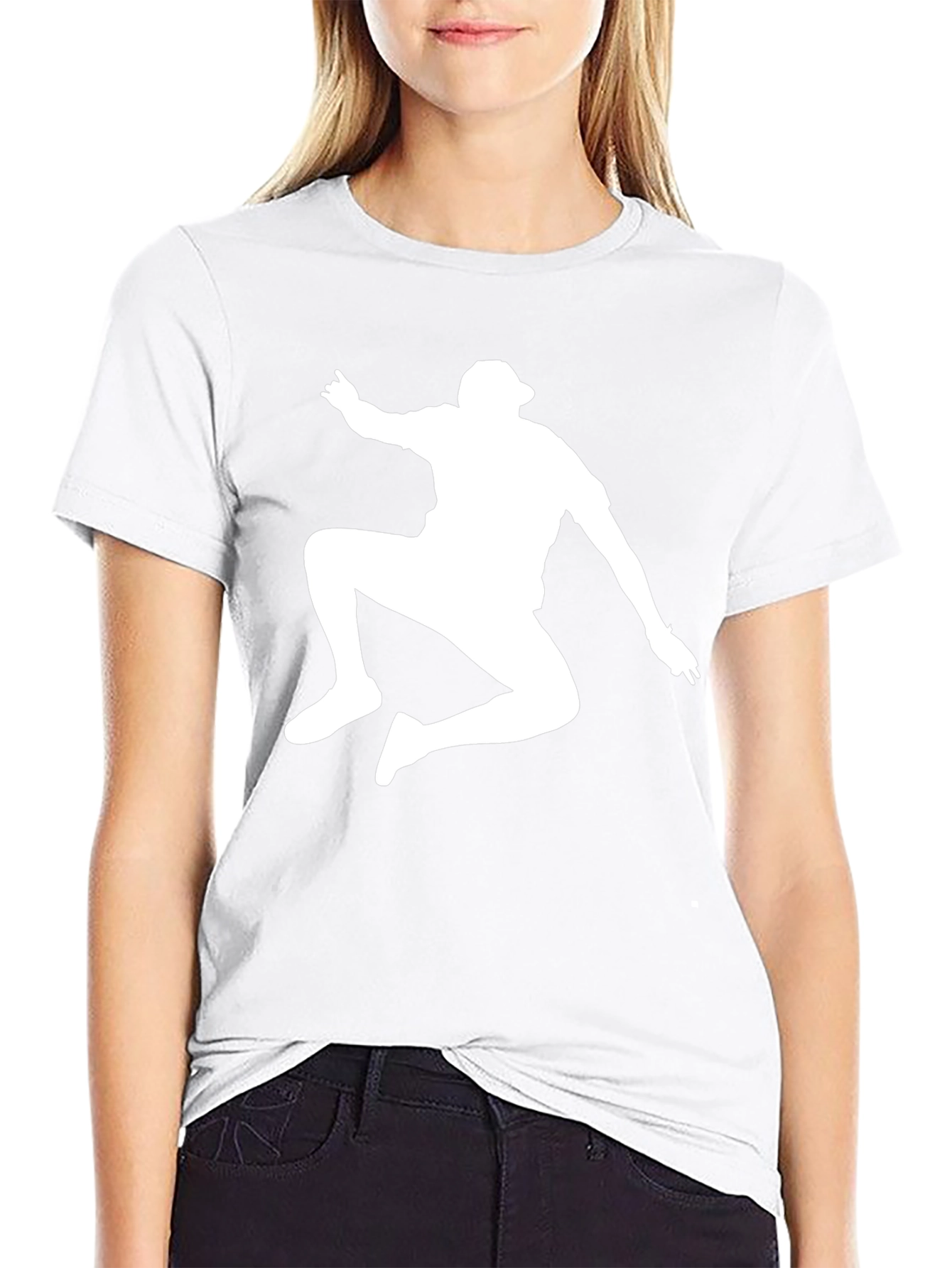 Black T-Shirt with White Silhouette Man