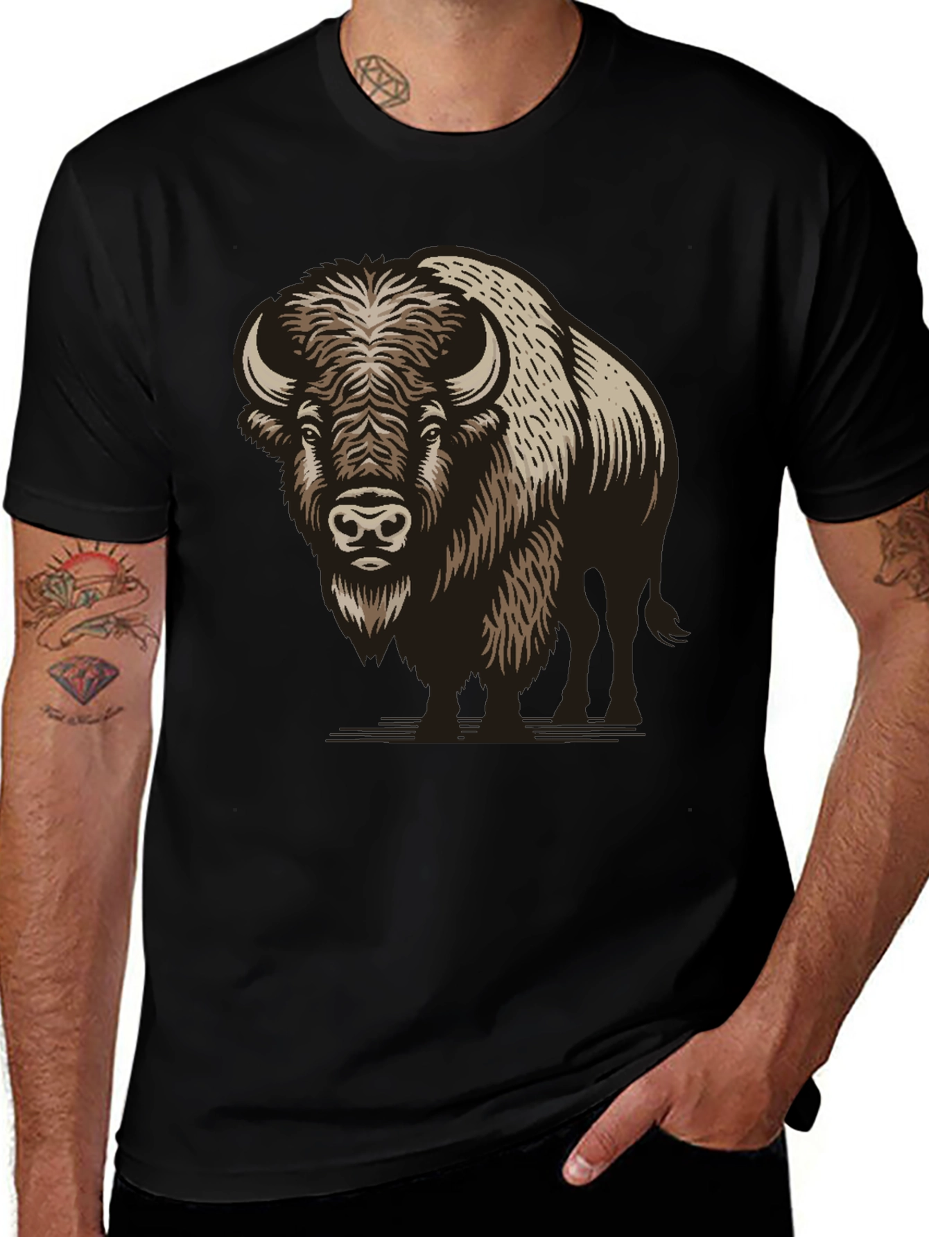 Buffalo Graphic Print Black T-Shirt