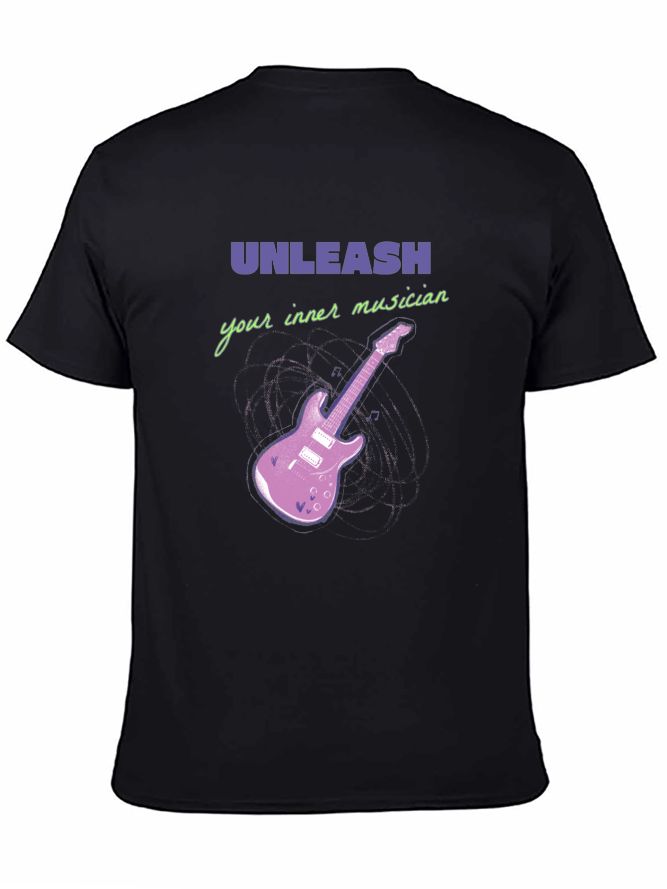 Unleash Your Inner Musician Black T-Shirt Guitar Graphic