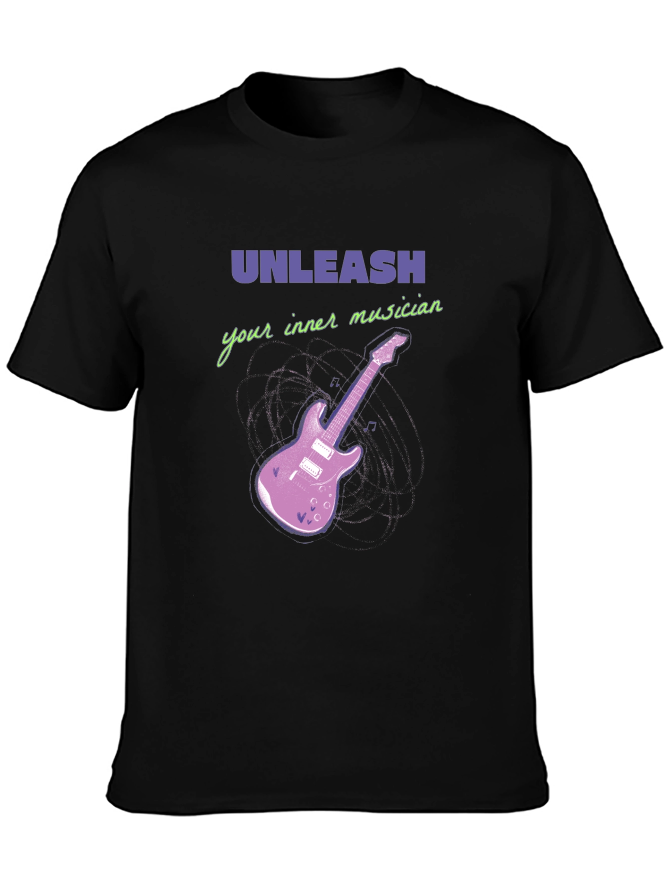 Unleash Your Inner Musician Black T-Shirt Guitar Graphic