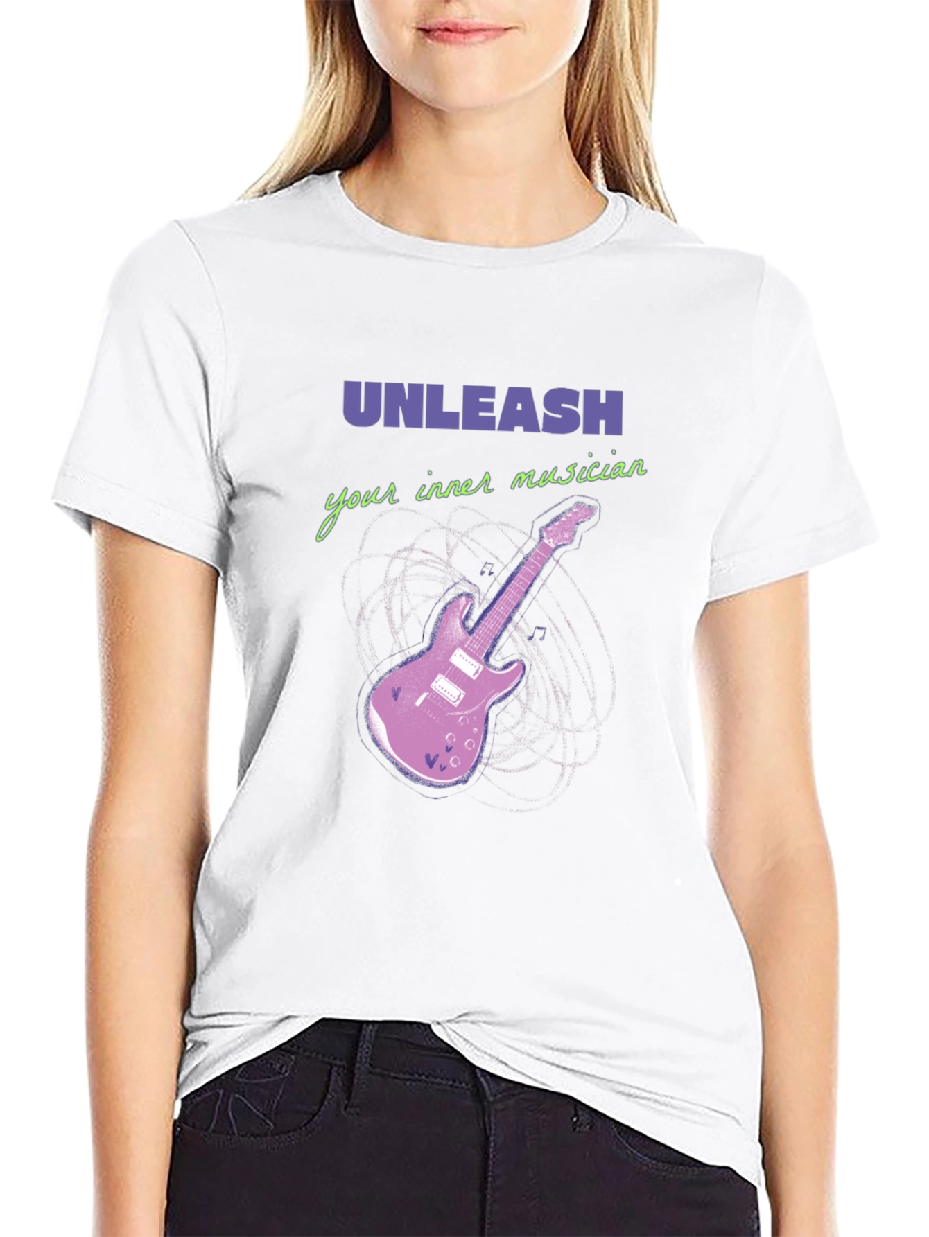 Unleash Your Inner Musician Black T-Shirt Guitar Graphic