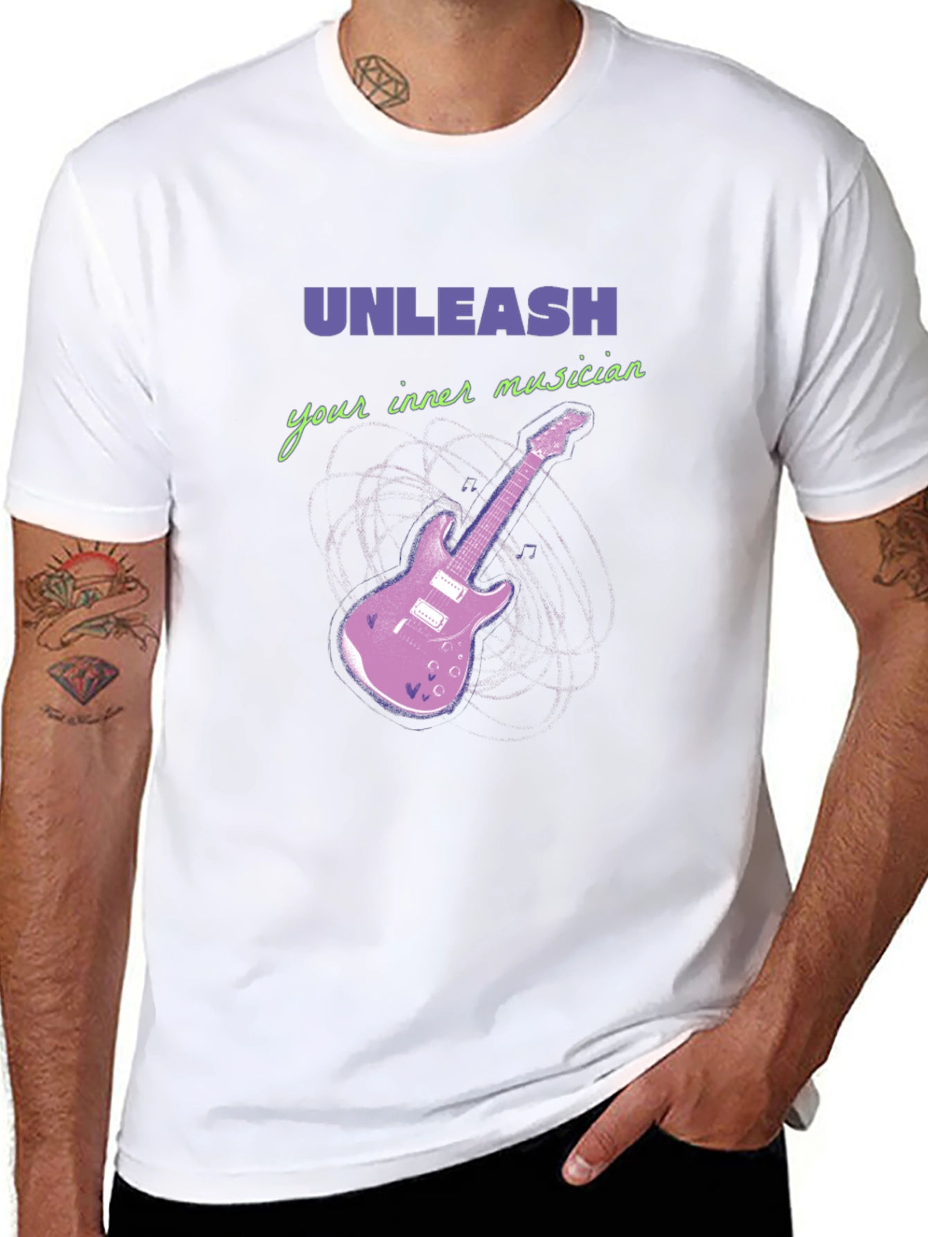 Unleash Your Inner Musician Black T-Shirt Guitar Graphic