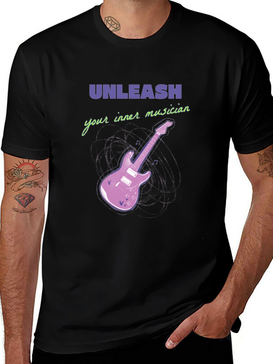 Unleash Your Inner Musician Black T-Shirt Guitar Graphic