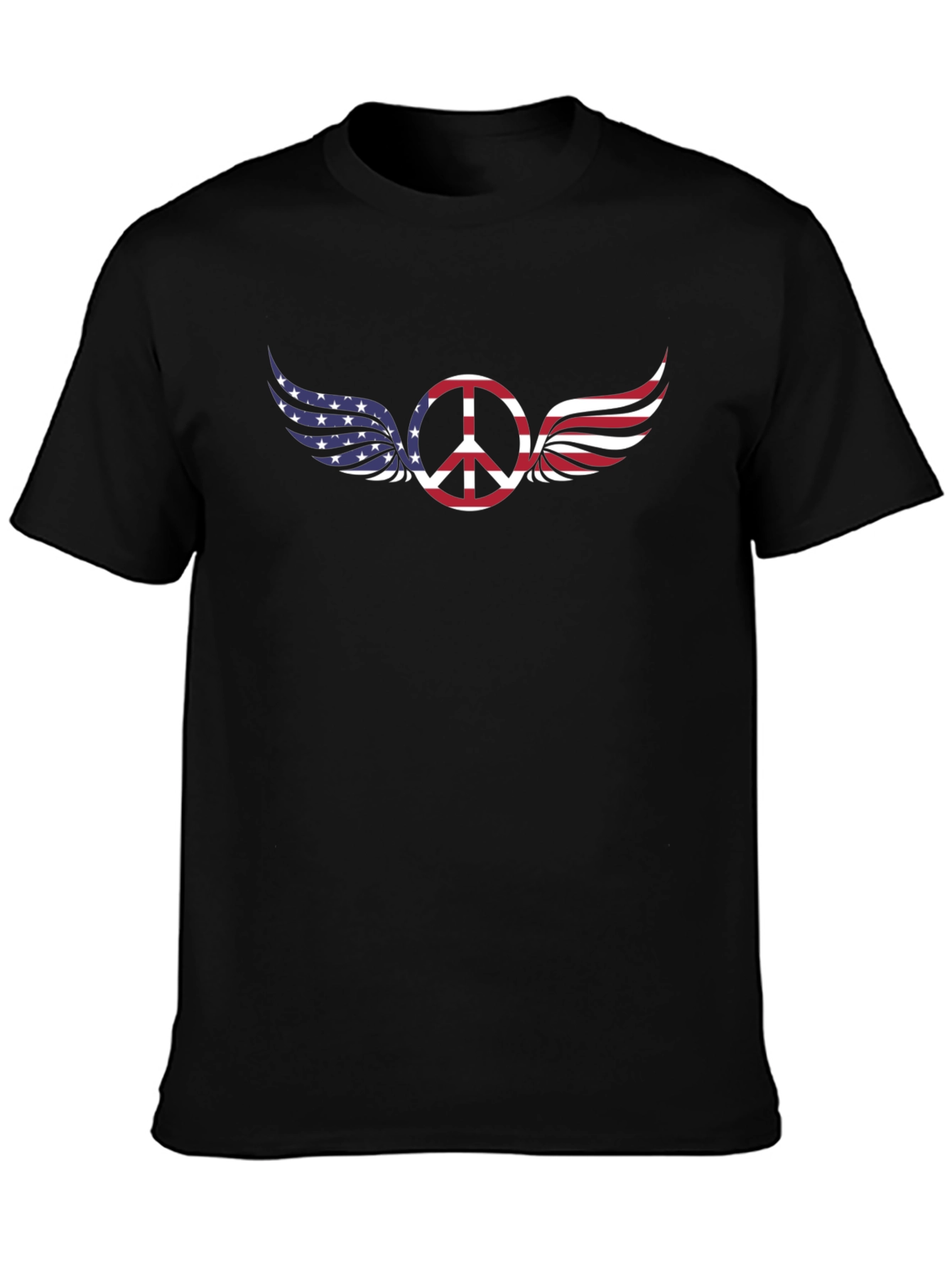 Peace Sign with American Flag Wings T-Shirt