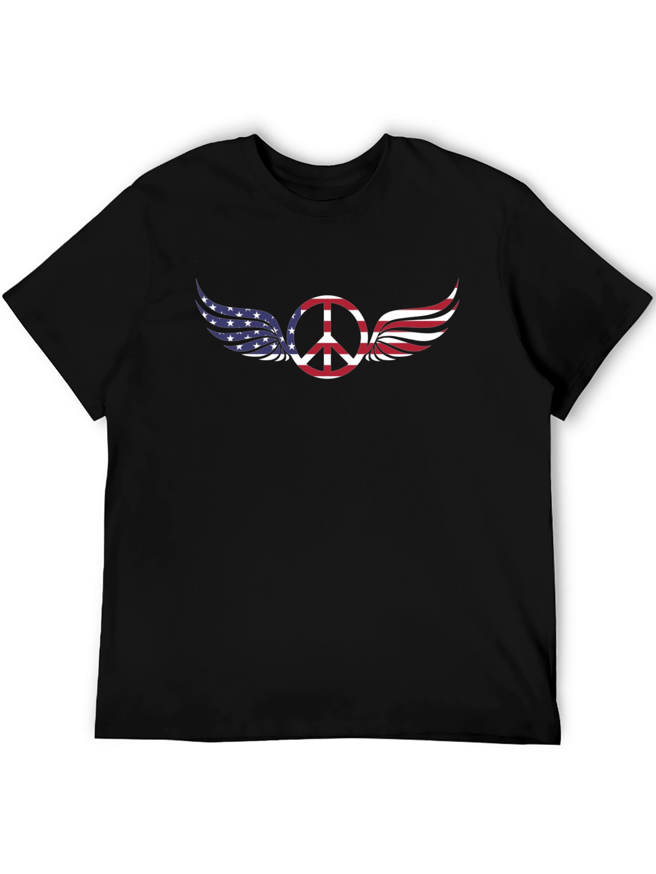 Peace Sign with American Flag Wings T-Shirt