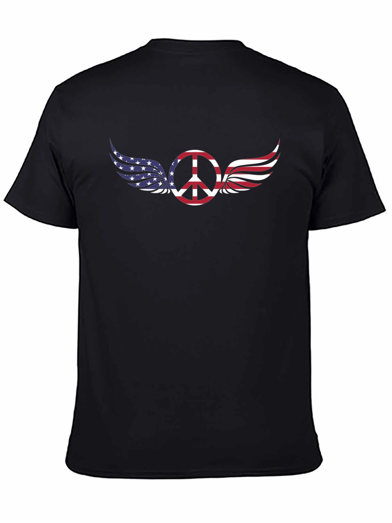 Peace Sign with American Flag Wings T-Shirt