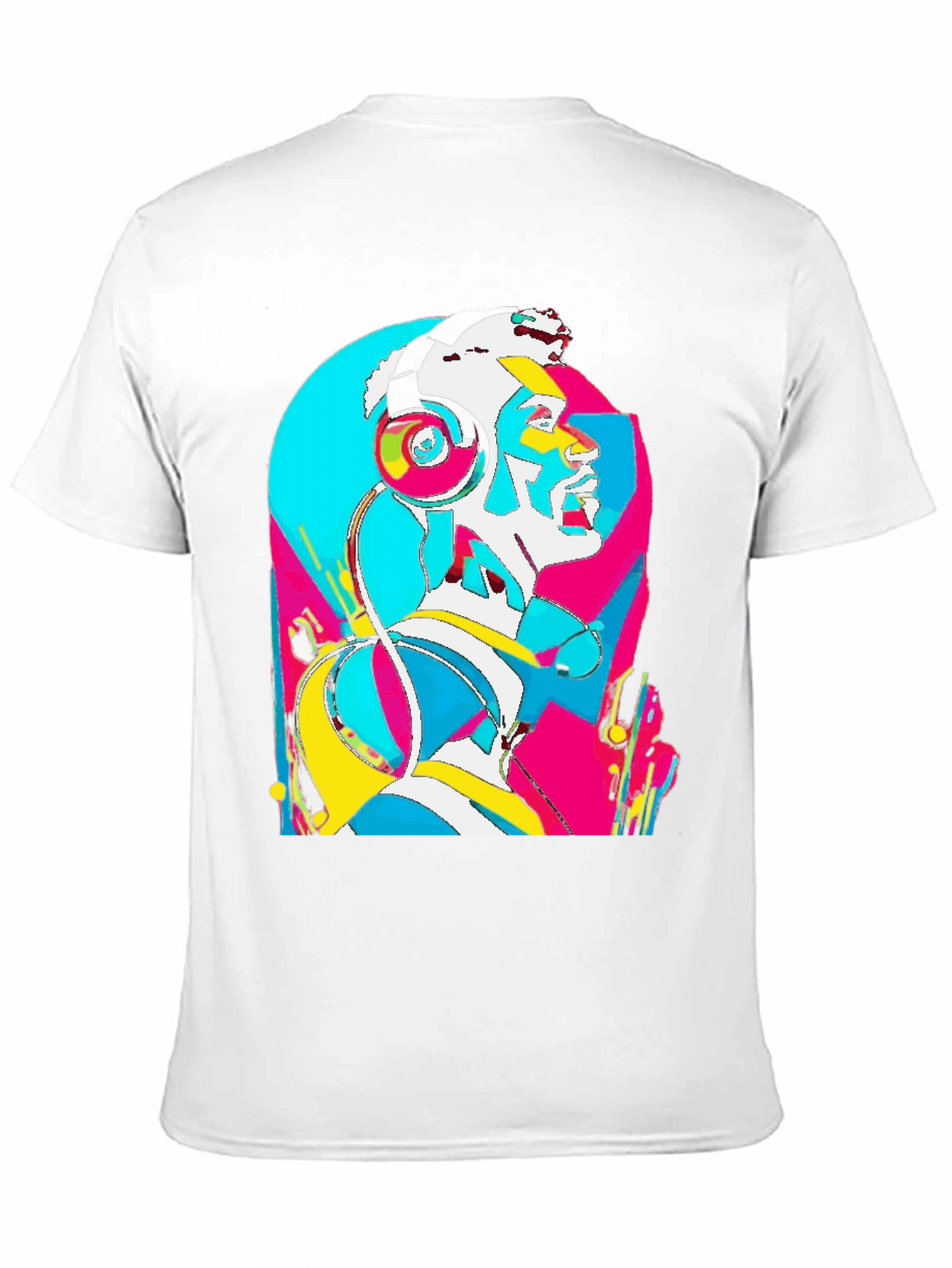 Abstract Art Headphones Black T-Shirt