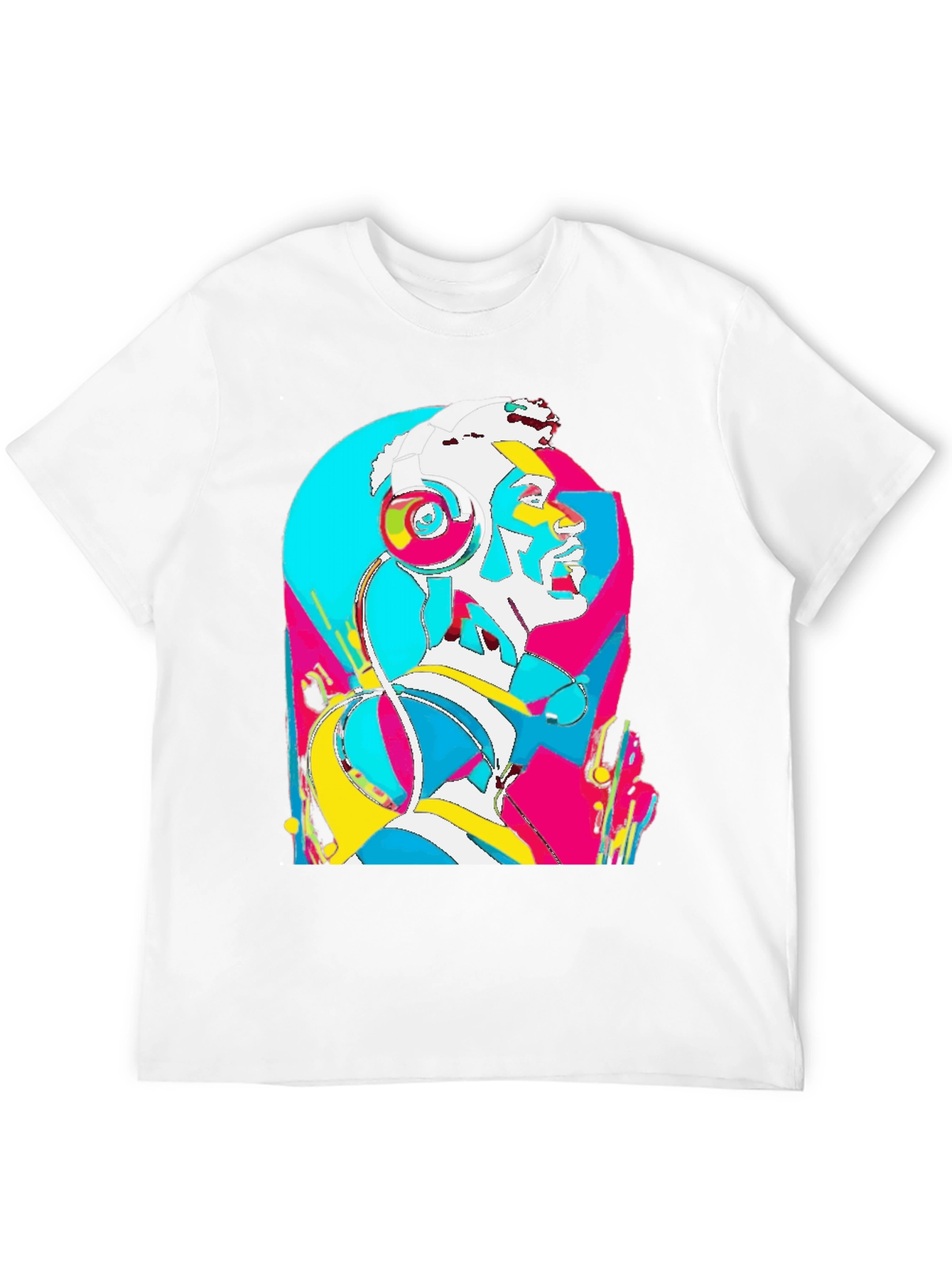 Abstract Art Headphones Black T-Shirt