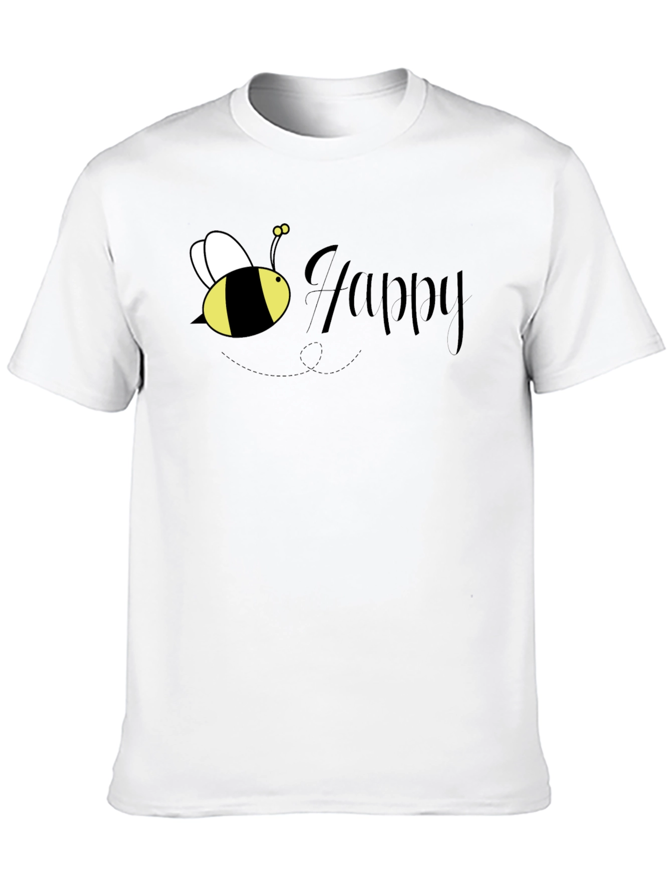 Bee Happy Graphic T-Shirt - Black Crew Neck Tee
