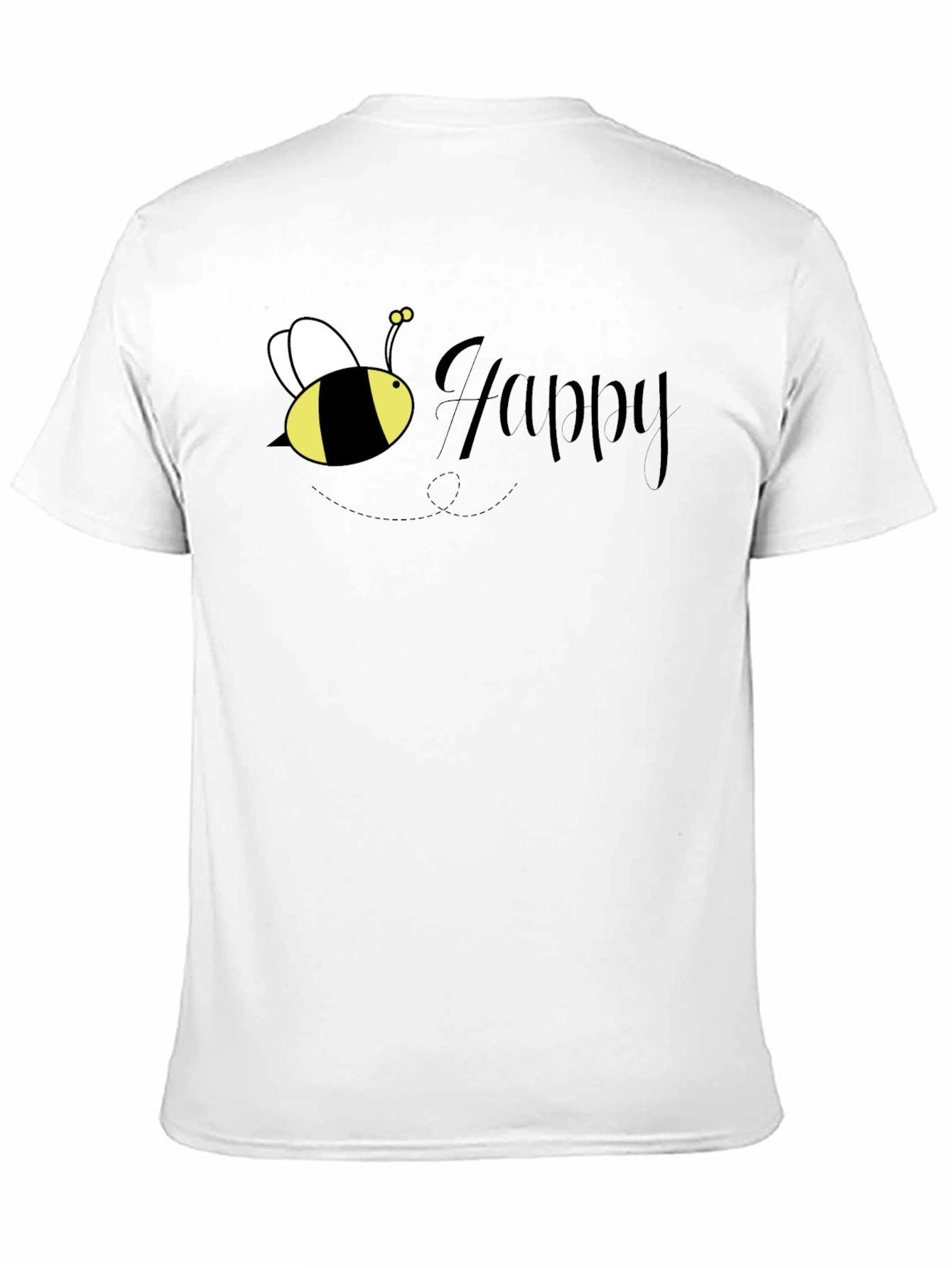 Bee Happy Graphic T-Shirt - Black Crew Neck Tee