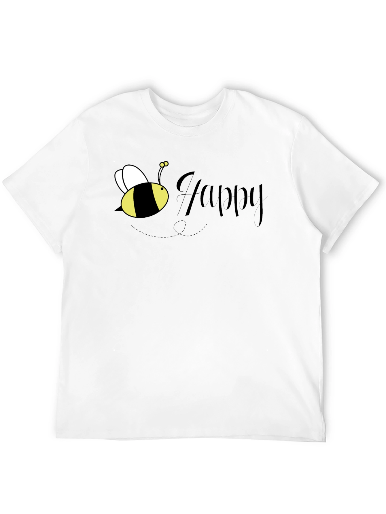 Bee Happy Graphic T-Shirt - Black Crew Neck Tee