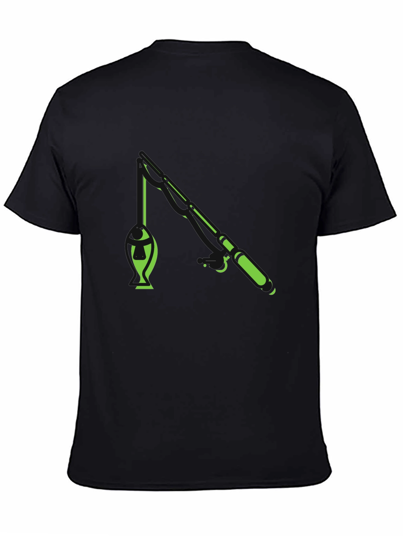 Fishing Graphic T-Shirt - Black Cotton Blend Tee