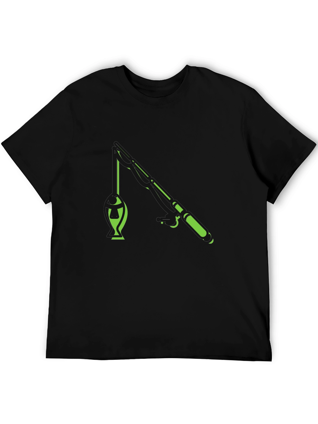 Fishing Graphic T-Shirt - Black Cotton Blend Tee