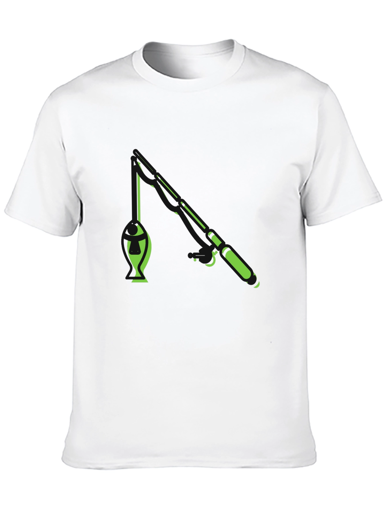 Fishing Graphic T-Shirt - Black Cotton Blend Tee