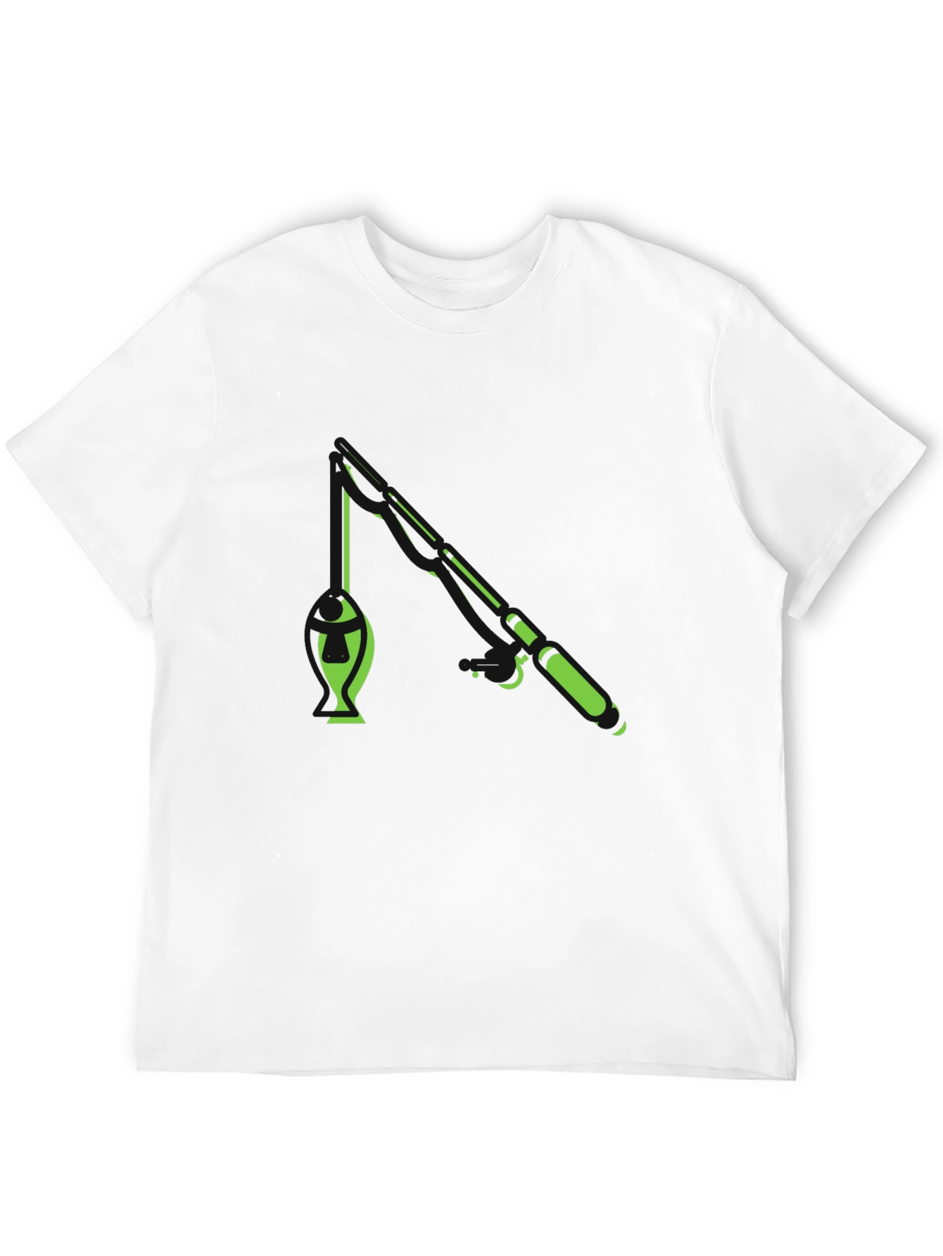 Fishing Graphic T-Shirt - Black Cotton Blend Tee