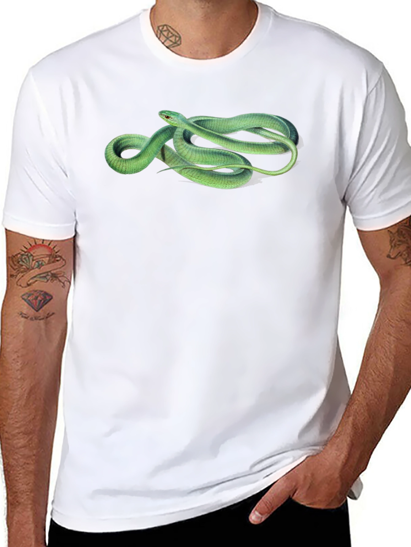 Green Snake Graphic T-Shirt - Stylish Mens Tee