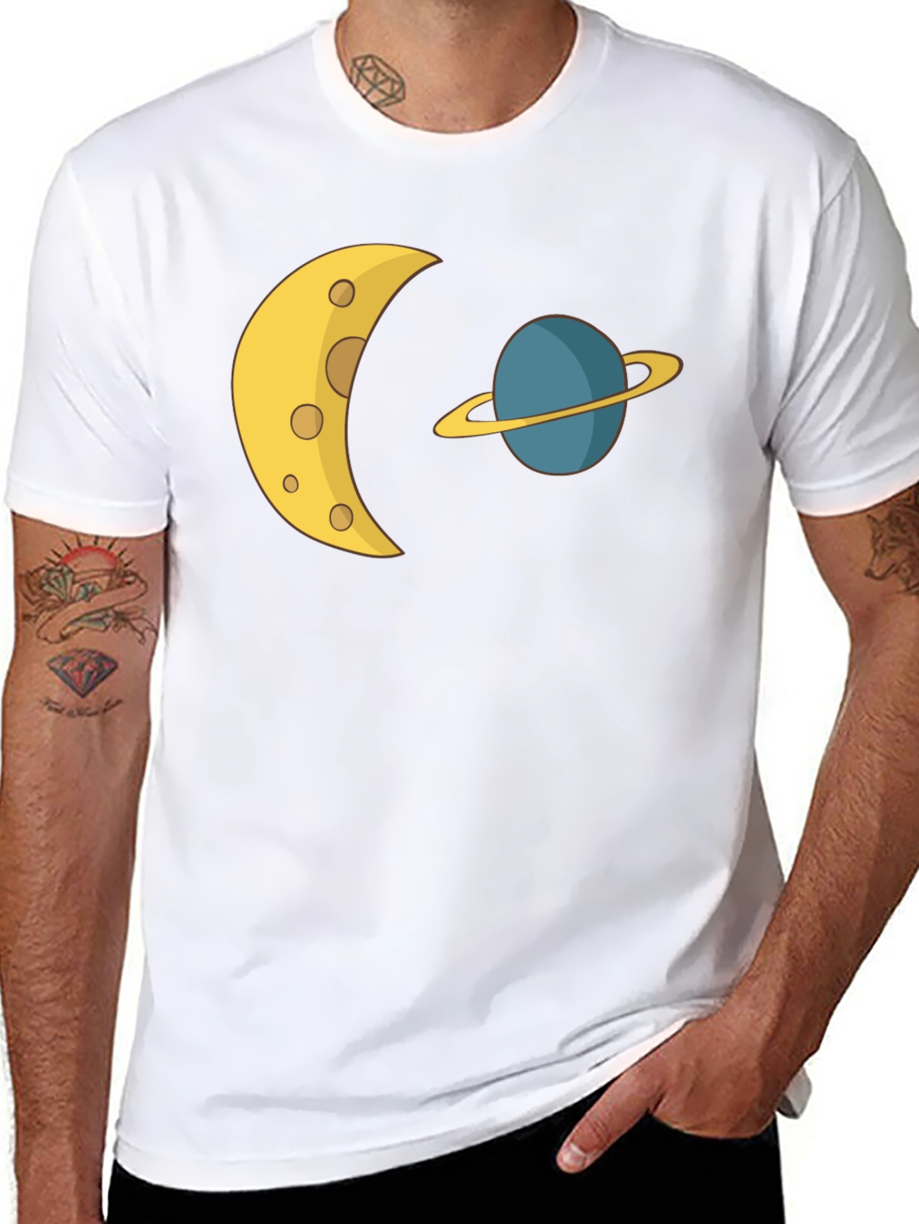 Cosmic Dream Tee: Moon & Planet Graphic T-Shirt