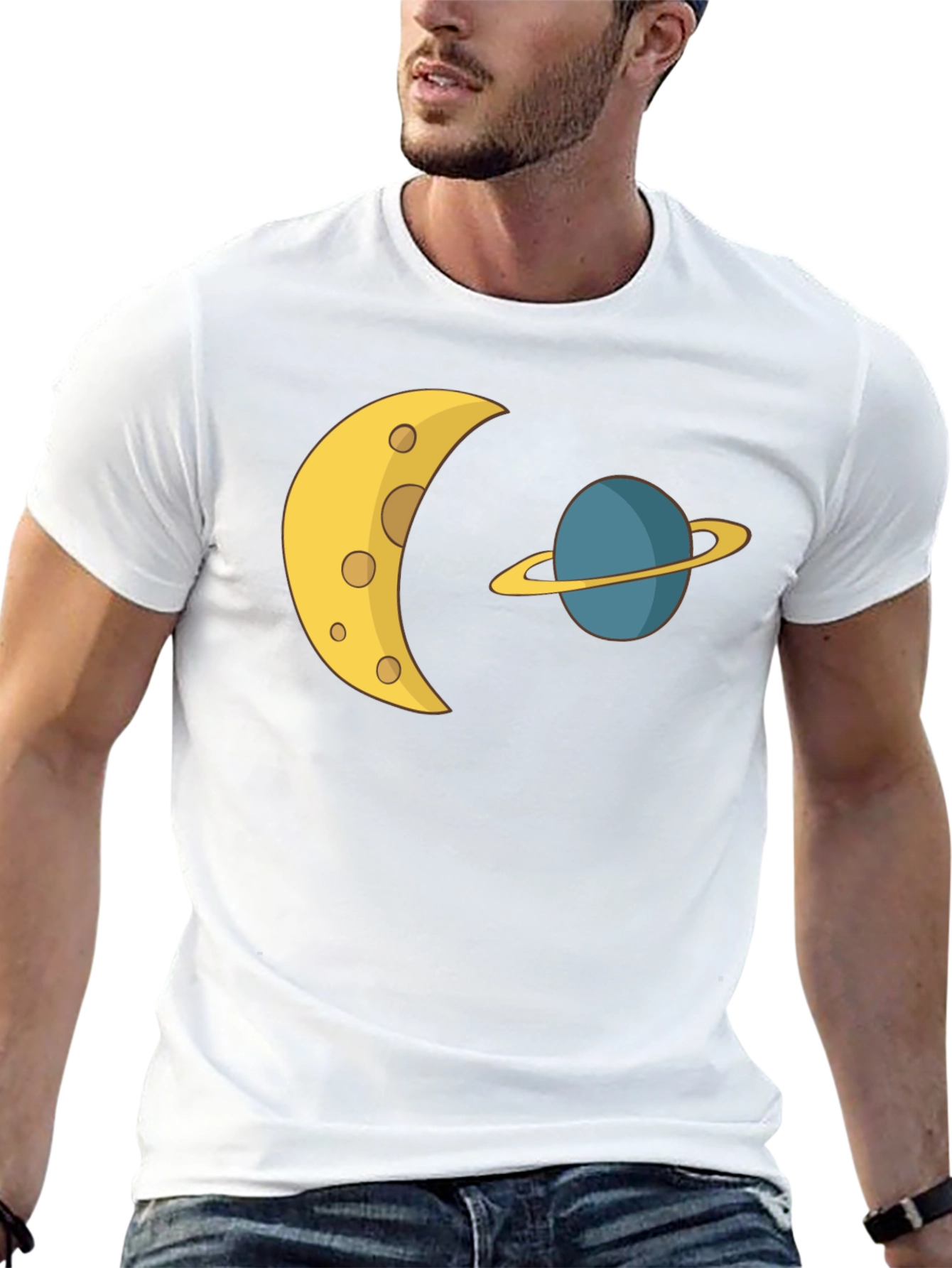 Cosmic Dream Tee: Moon & Planet Graphic T-Shirt