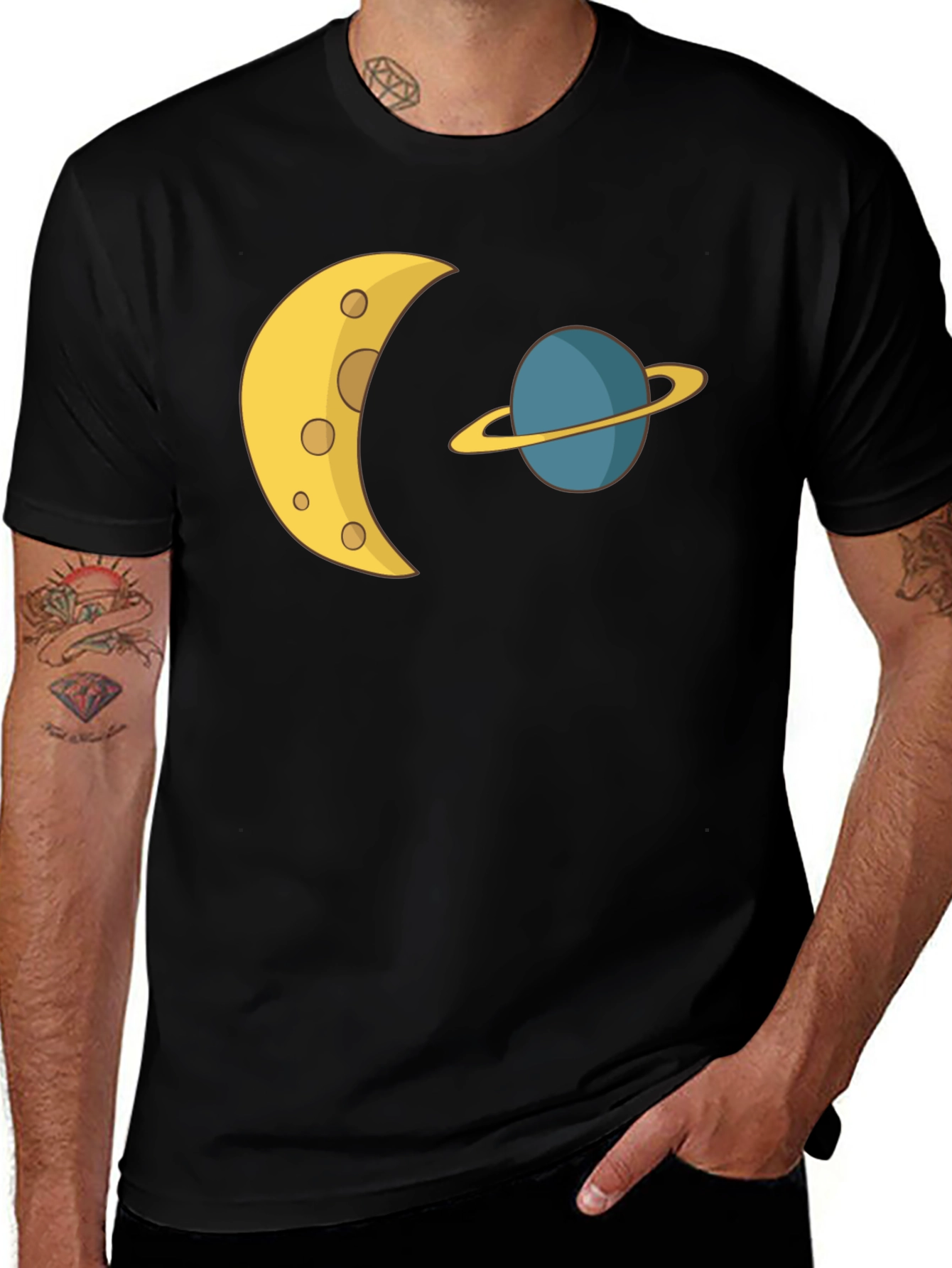 Cosmic Dream Tee: Moon & Planet Graphic T-Shirt