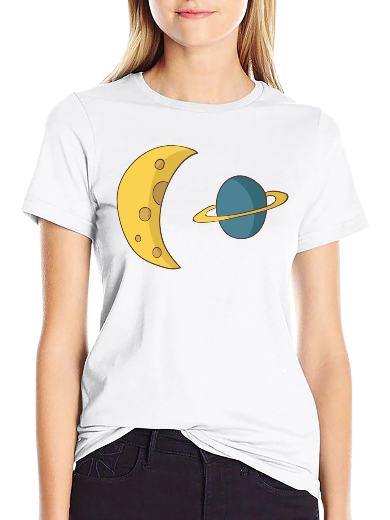 Cosmic Dream Tee: Moon & Planet Graphic T-Shirt