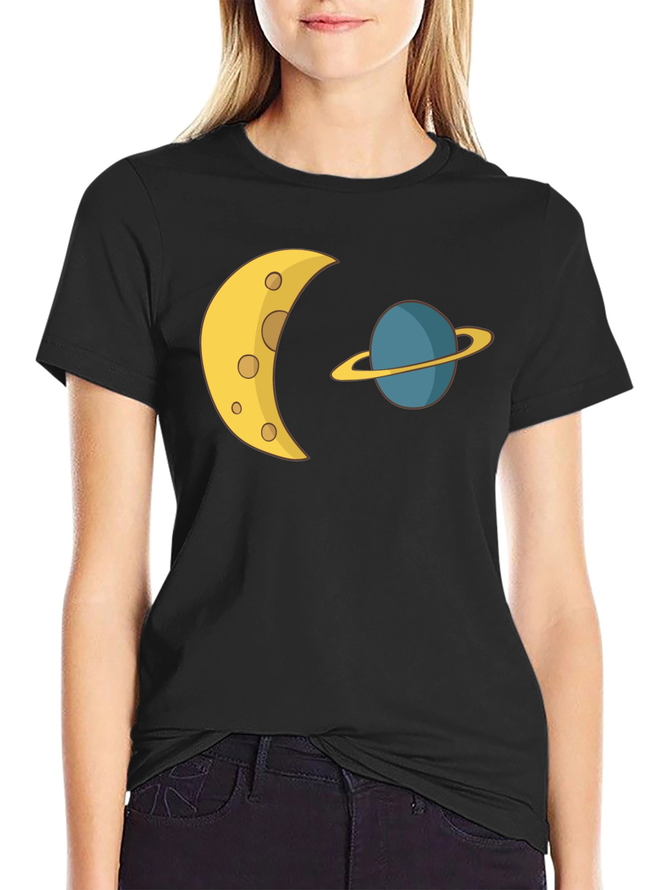 Cosmic Dream Tee: Moon & Planet Graphic T-Shirt