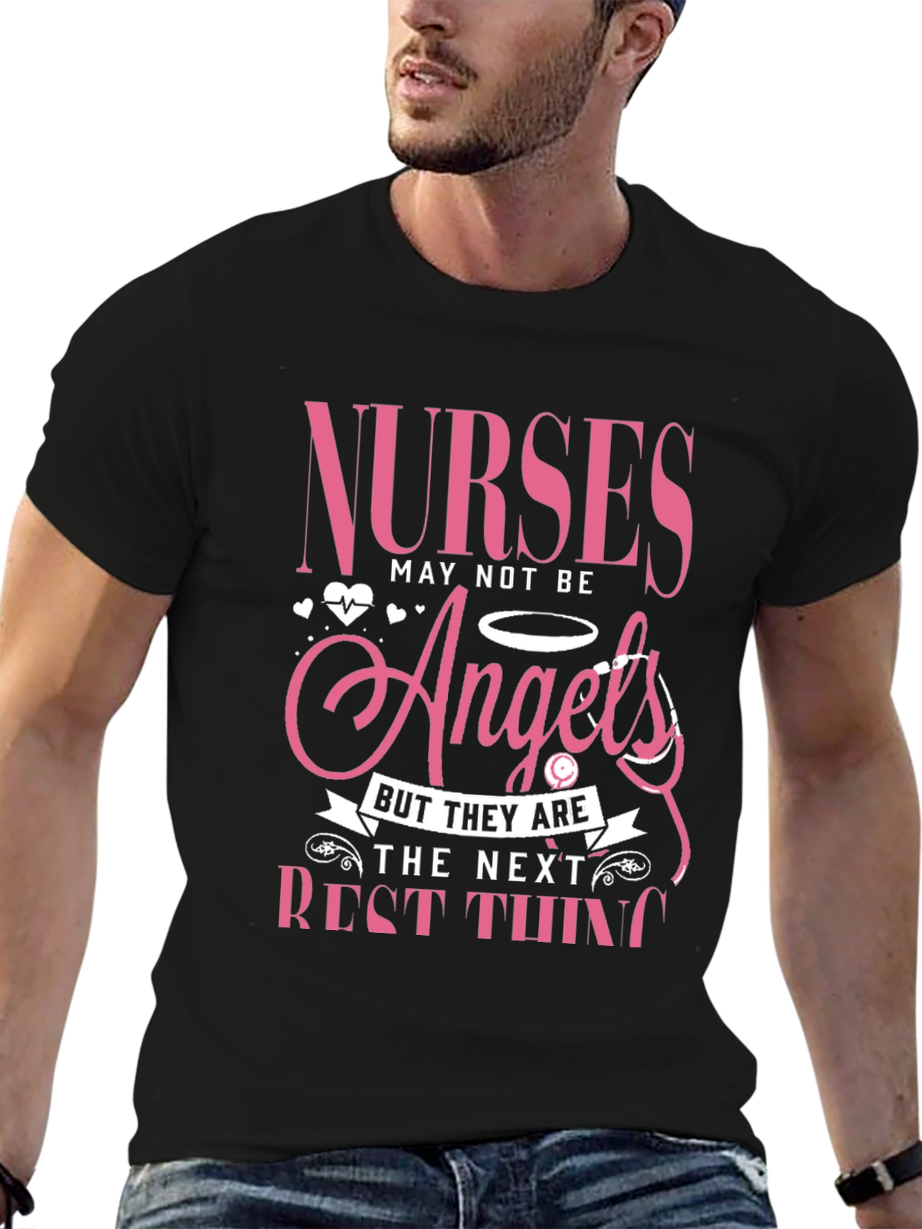 Nurses Angels Pink Graphic T-Shirt