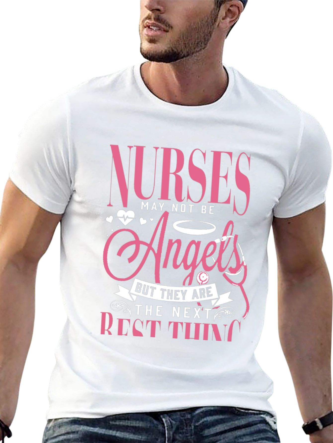 Nurses Angels Pink Graphic T-Shirt
