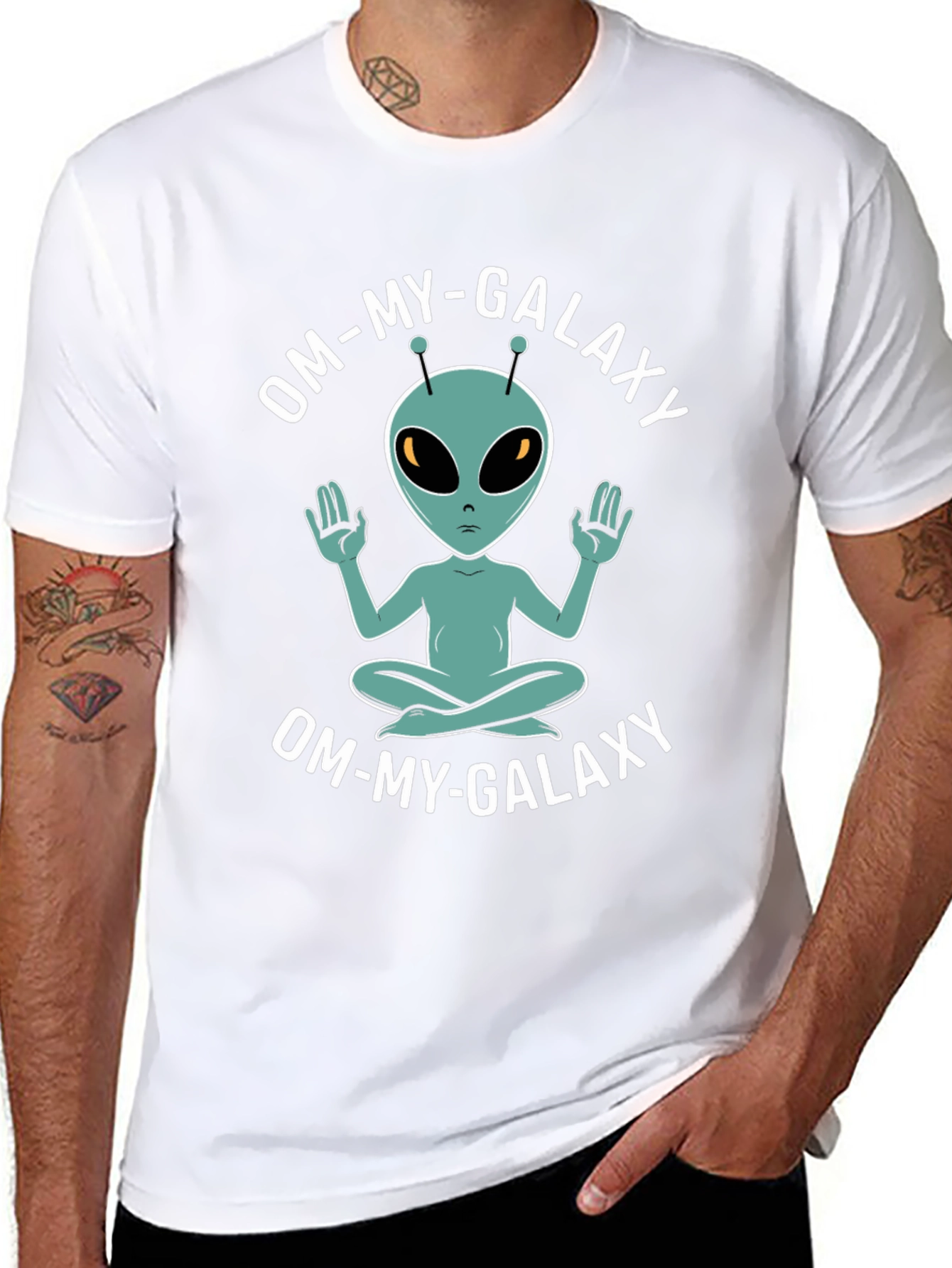 Om-My-Galaxy Alien T-Shirt - Meditating Extra-Terrestrial Tee