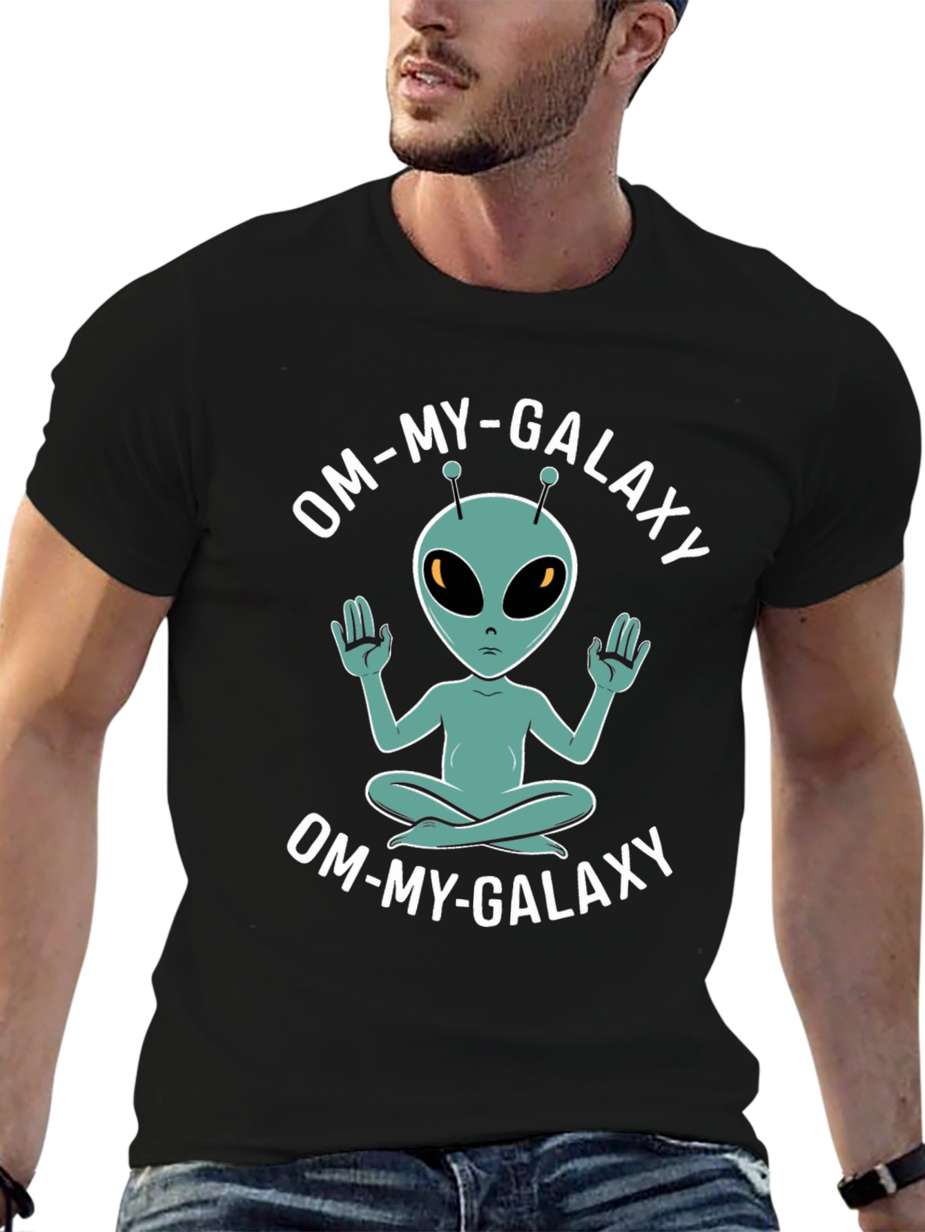 Om-My-Galaxy Alien T-Shirt - Meditating Extra-Terrestrial Tee
