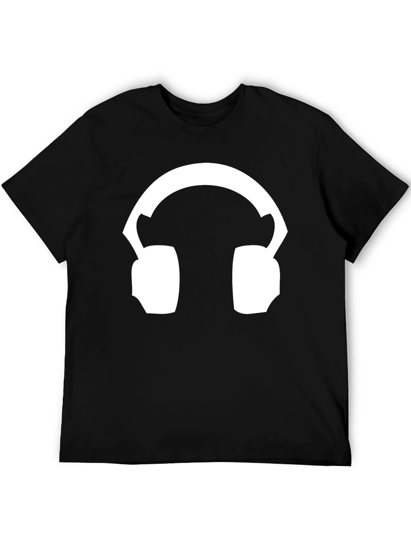 Headphone Graphic Tee - Black Cotton T-Shirt