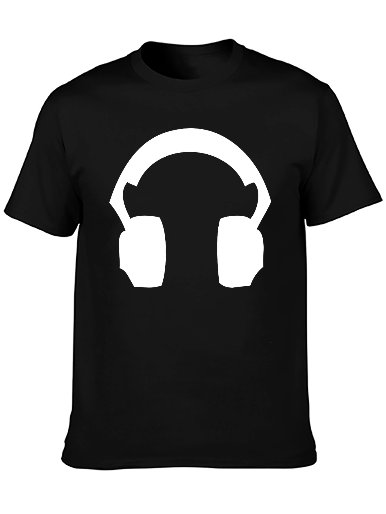 Headphone Graphic Tee - Black Cotton T-Shirt