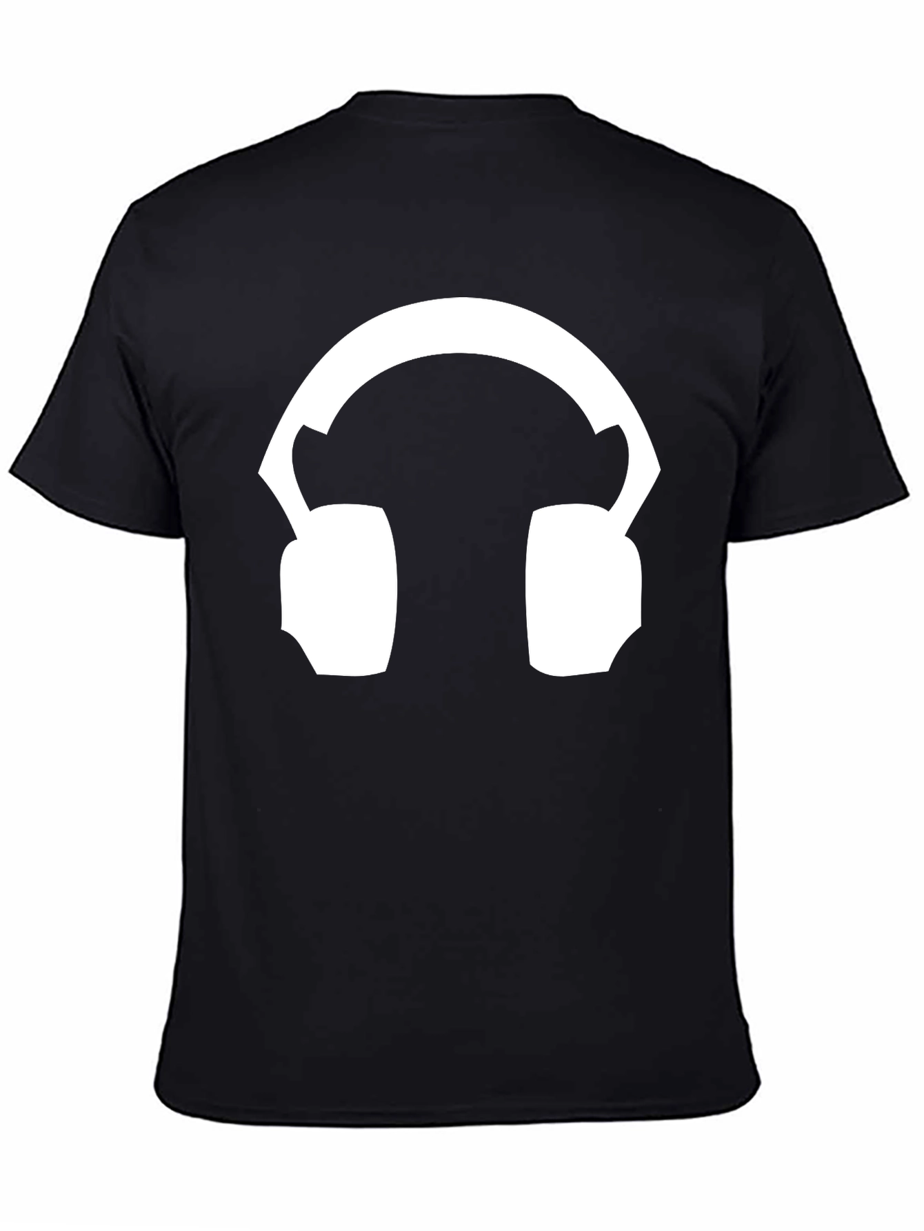 Headphone Graphic Tee - Black Cotton T-Shirt