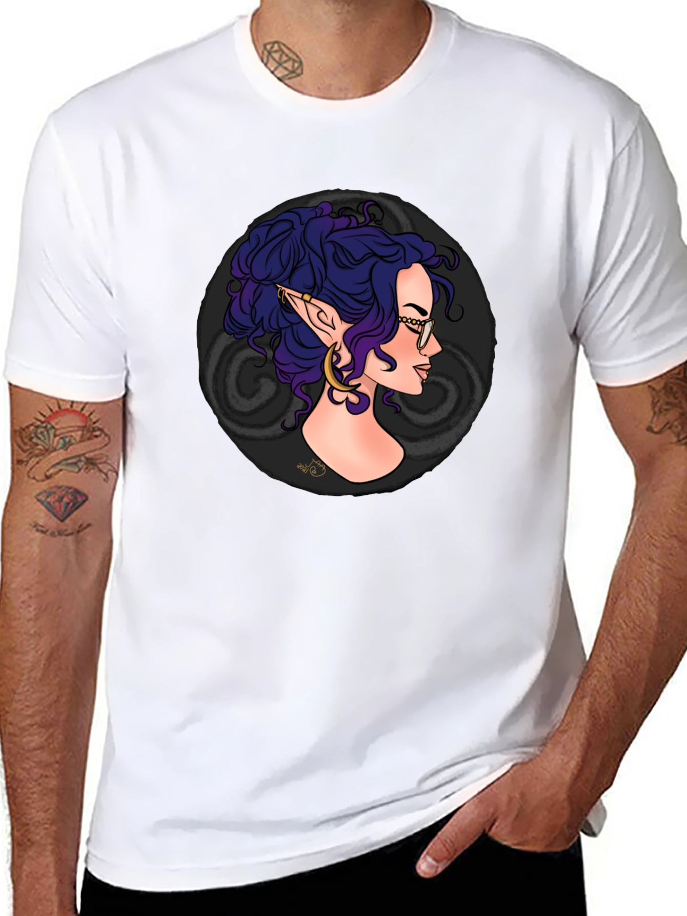 Elf Portrait Tee - Unique Graphic Design