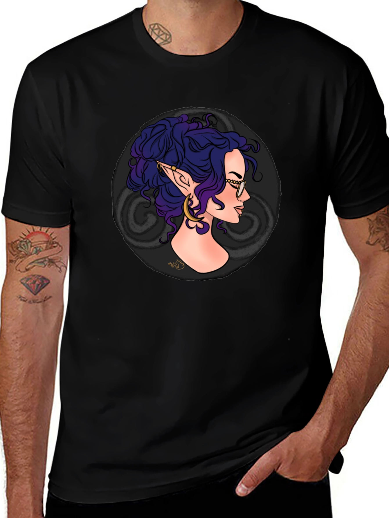 Elf Portrait Tee - Unique Graphic Design