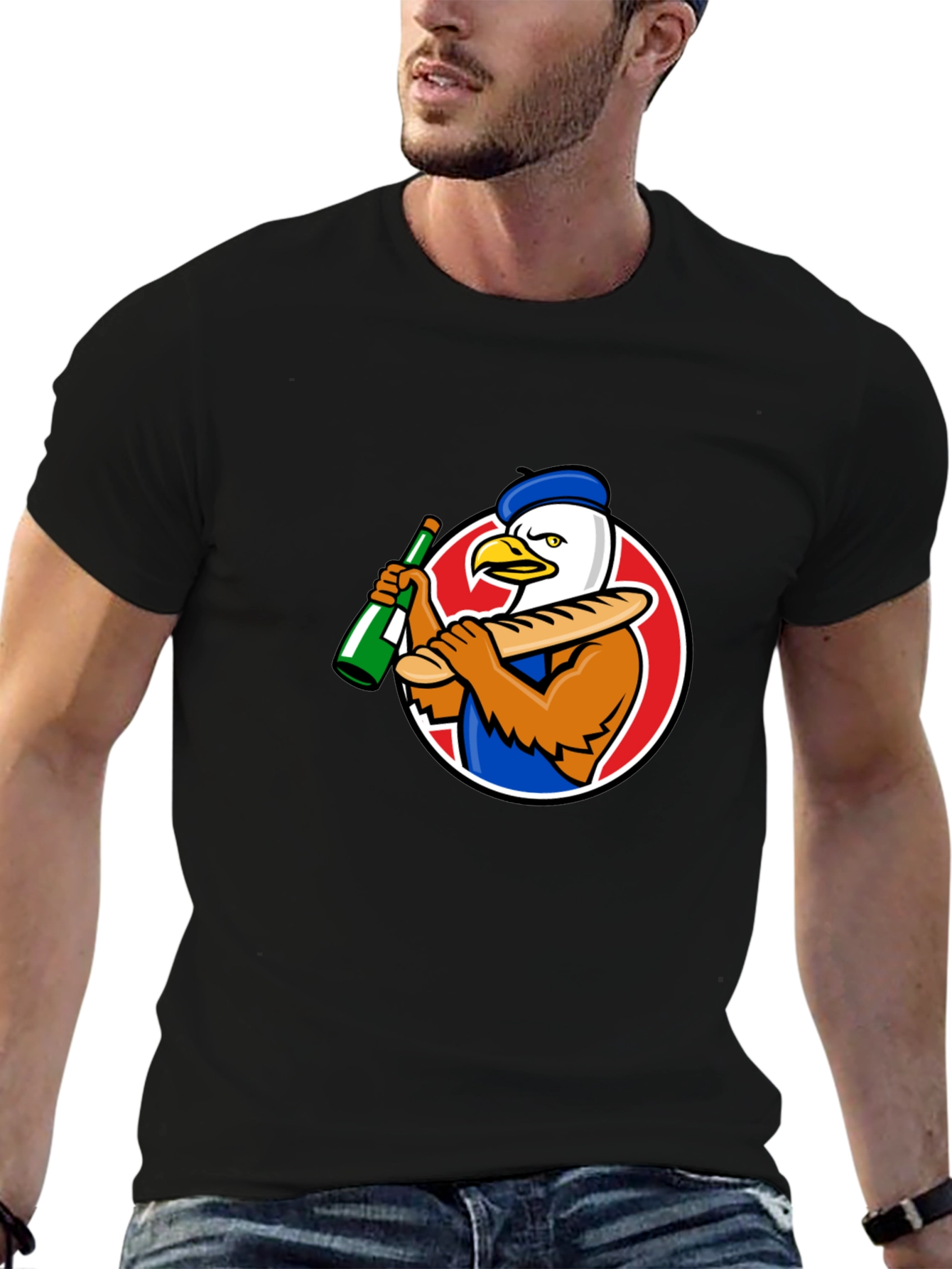 French Eagle Graphic Tee - Novelty T-Shirt