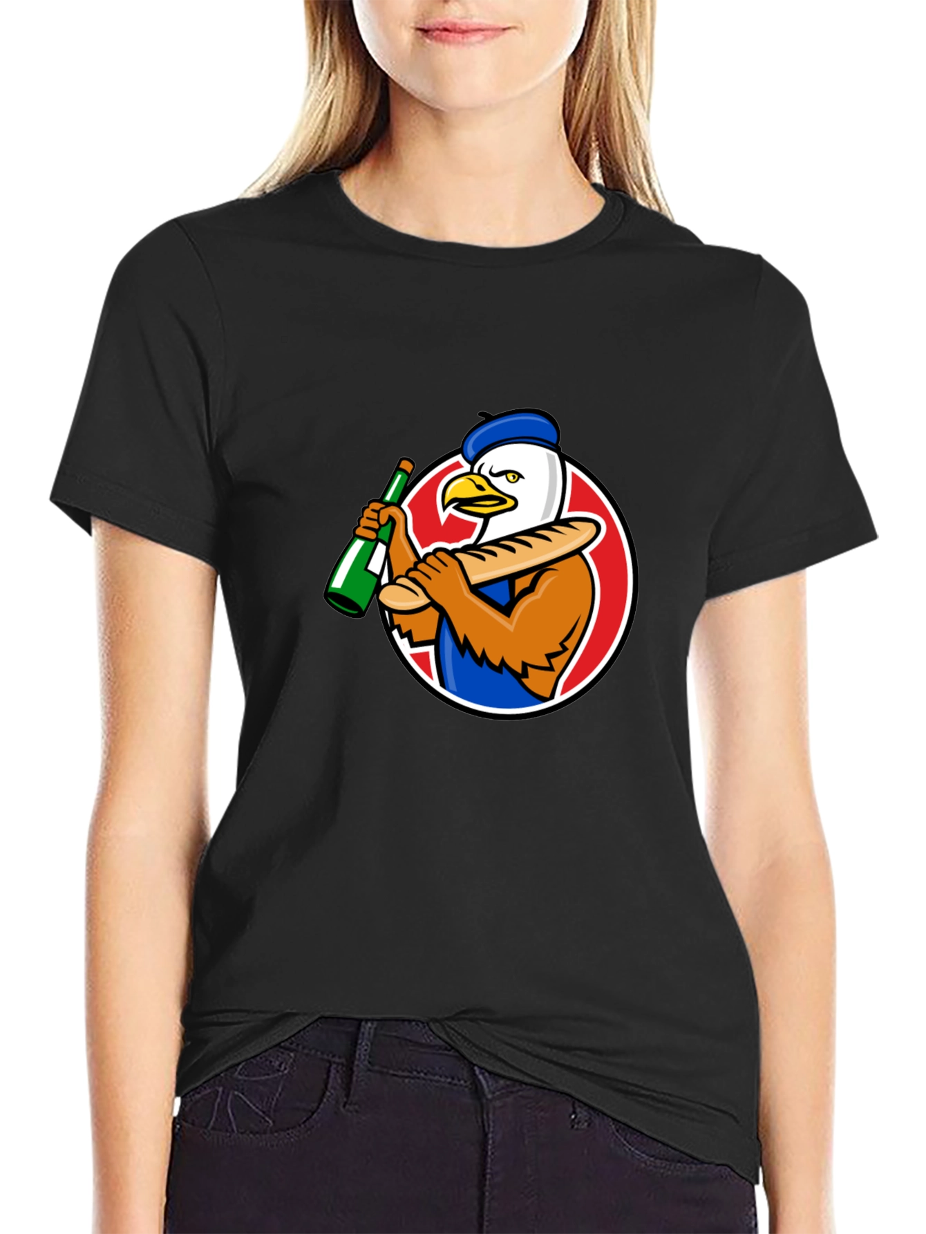 French Eagle Graphic Tee - Novelty T-Shirt