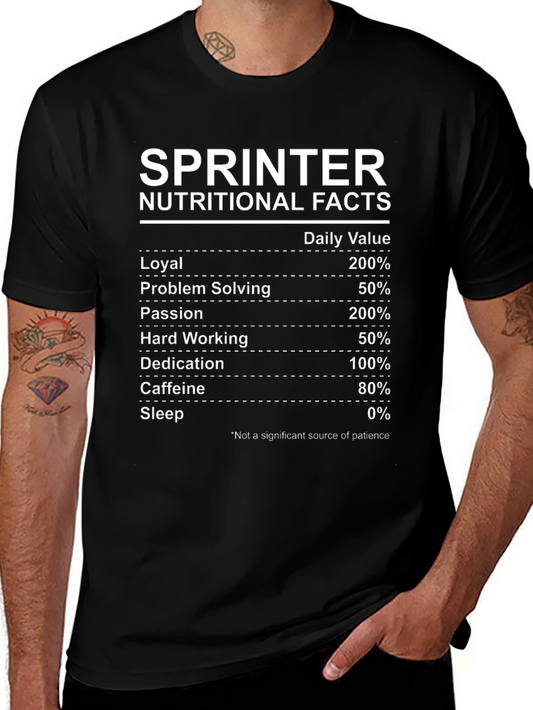 Sprinter Nutritional Facts T-Shirt - Funny Runner Tee