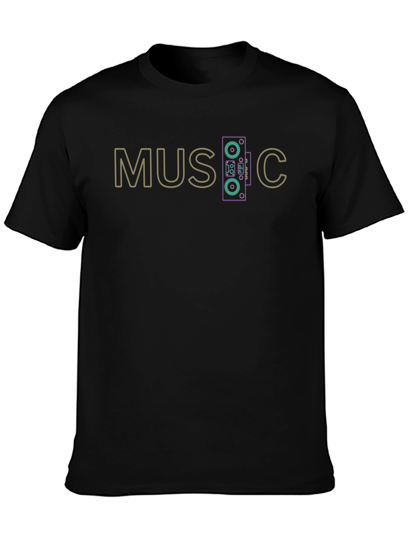 Retro Music Graphic Tee - Black