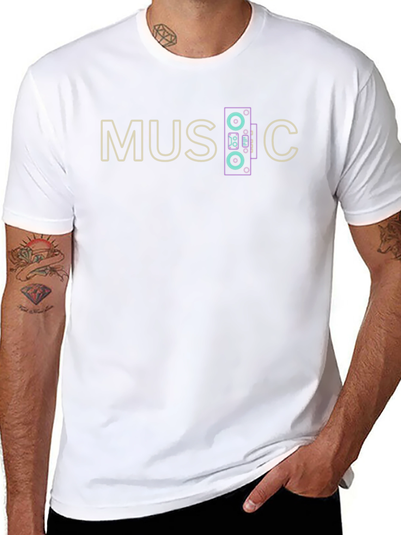 Retro Music Graphic Tee - Black