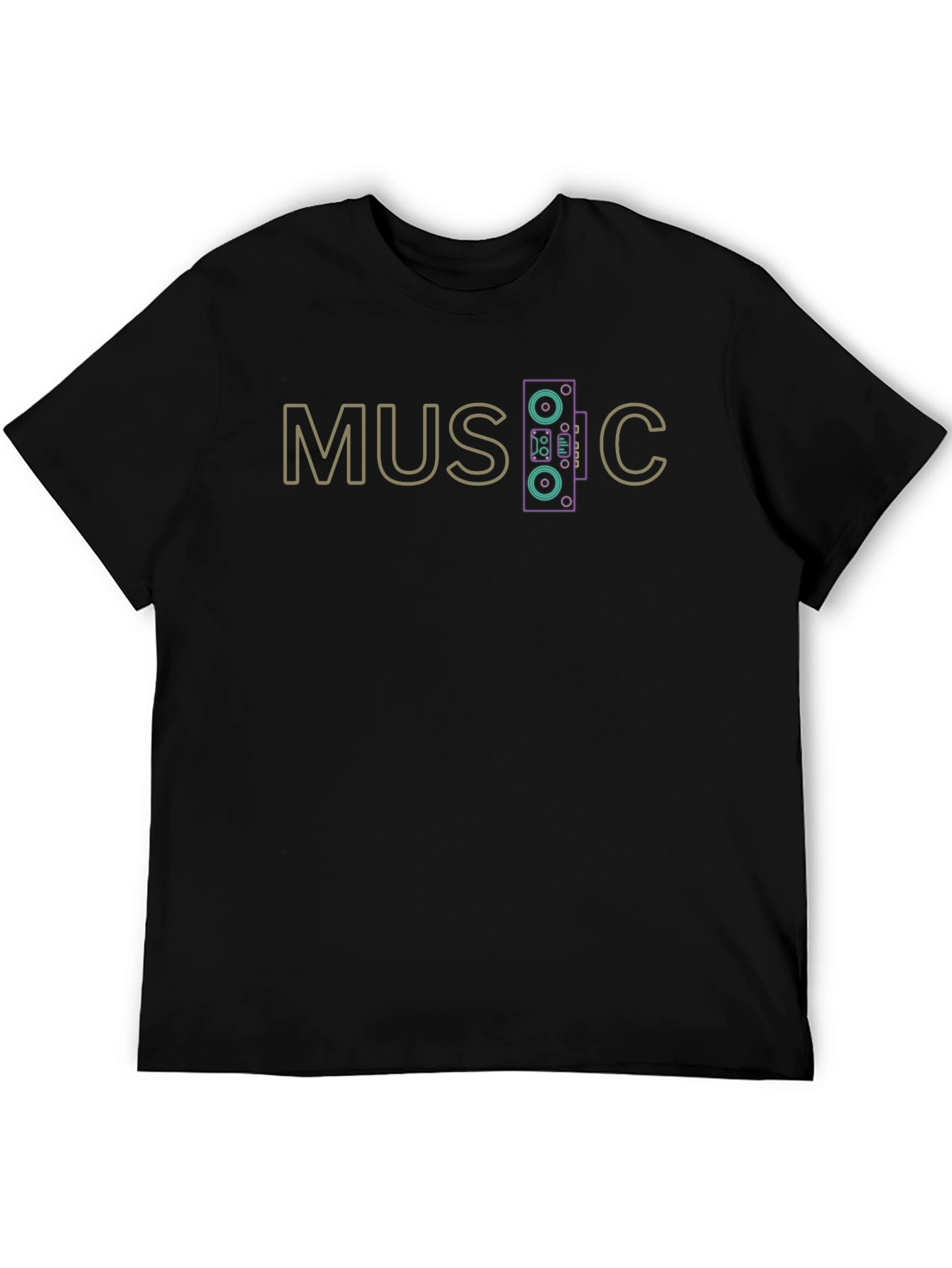 Retro Music Graphic Tee - Black