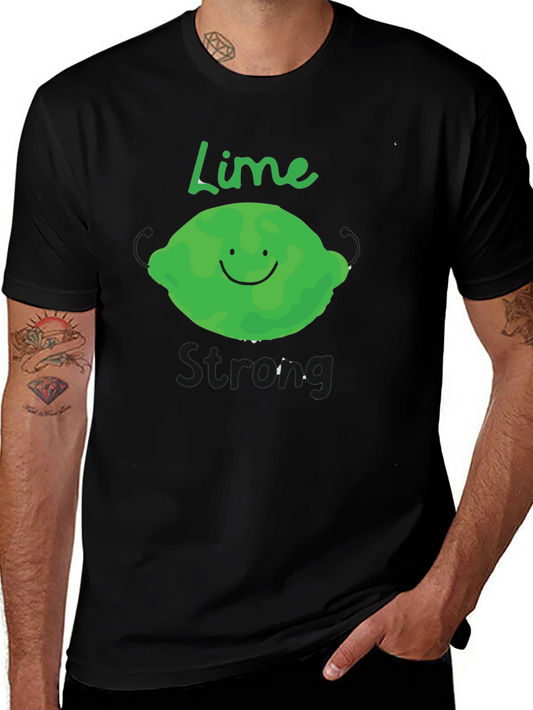 Lime Strong Black T-Shirt - Funny Fruit Graphic Tee