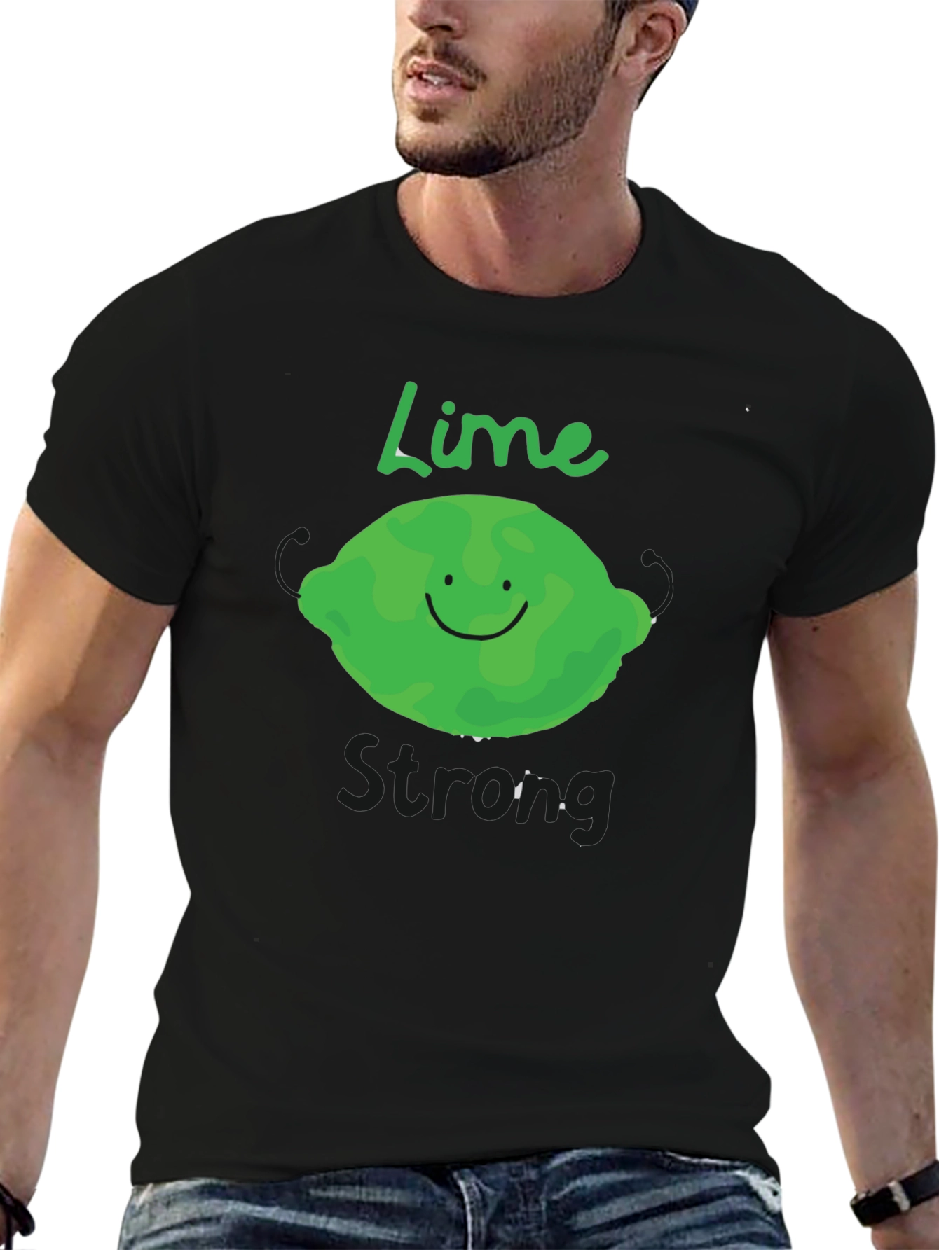 Lime Strong Black T-Shirt - Funny Fruit Graphic Tee