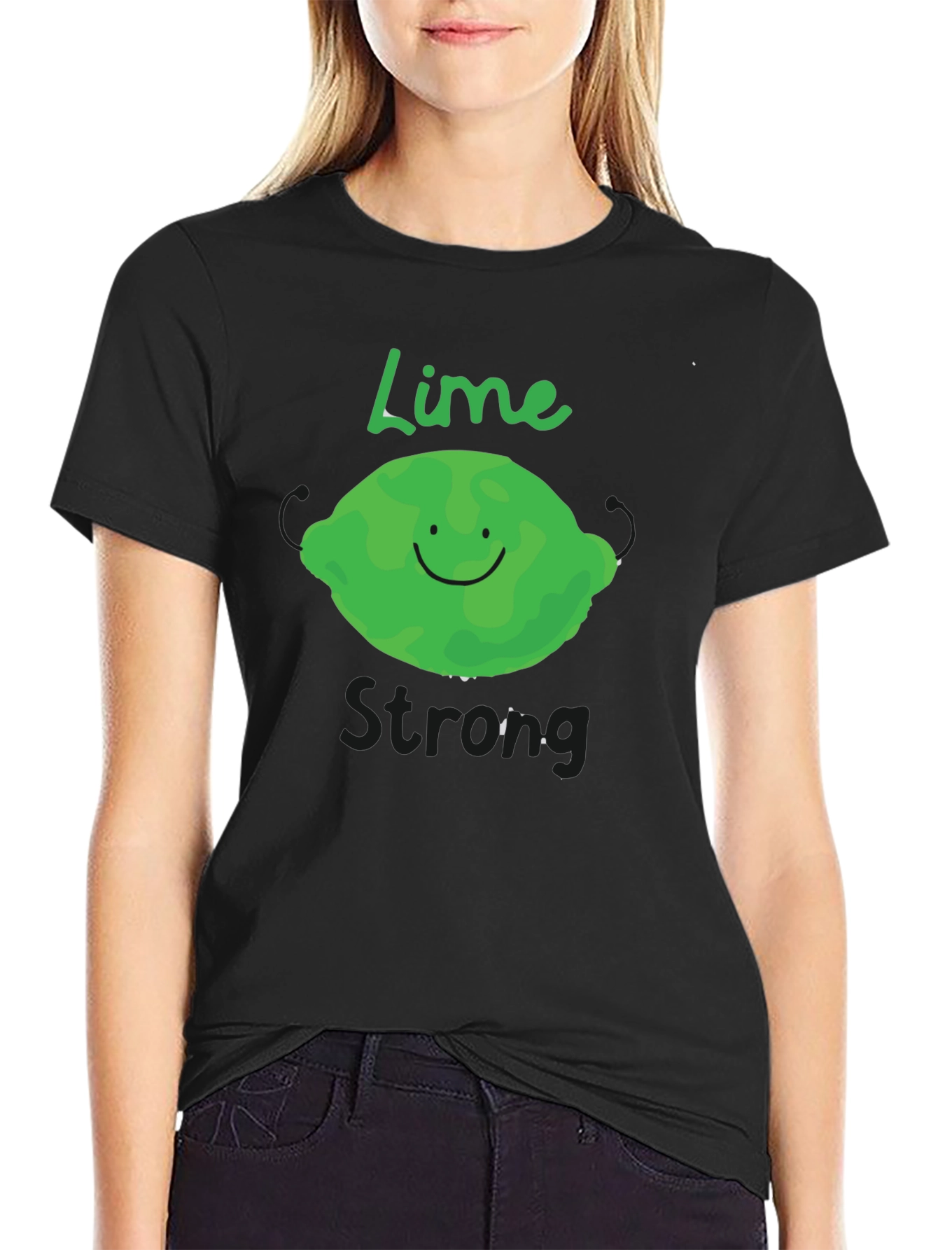 Lime Strong Black T-Shirt - Funny Fruit Graphic Tee
