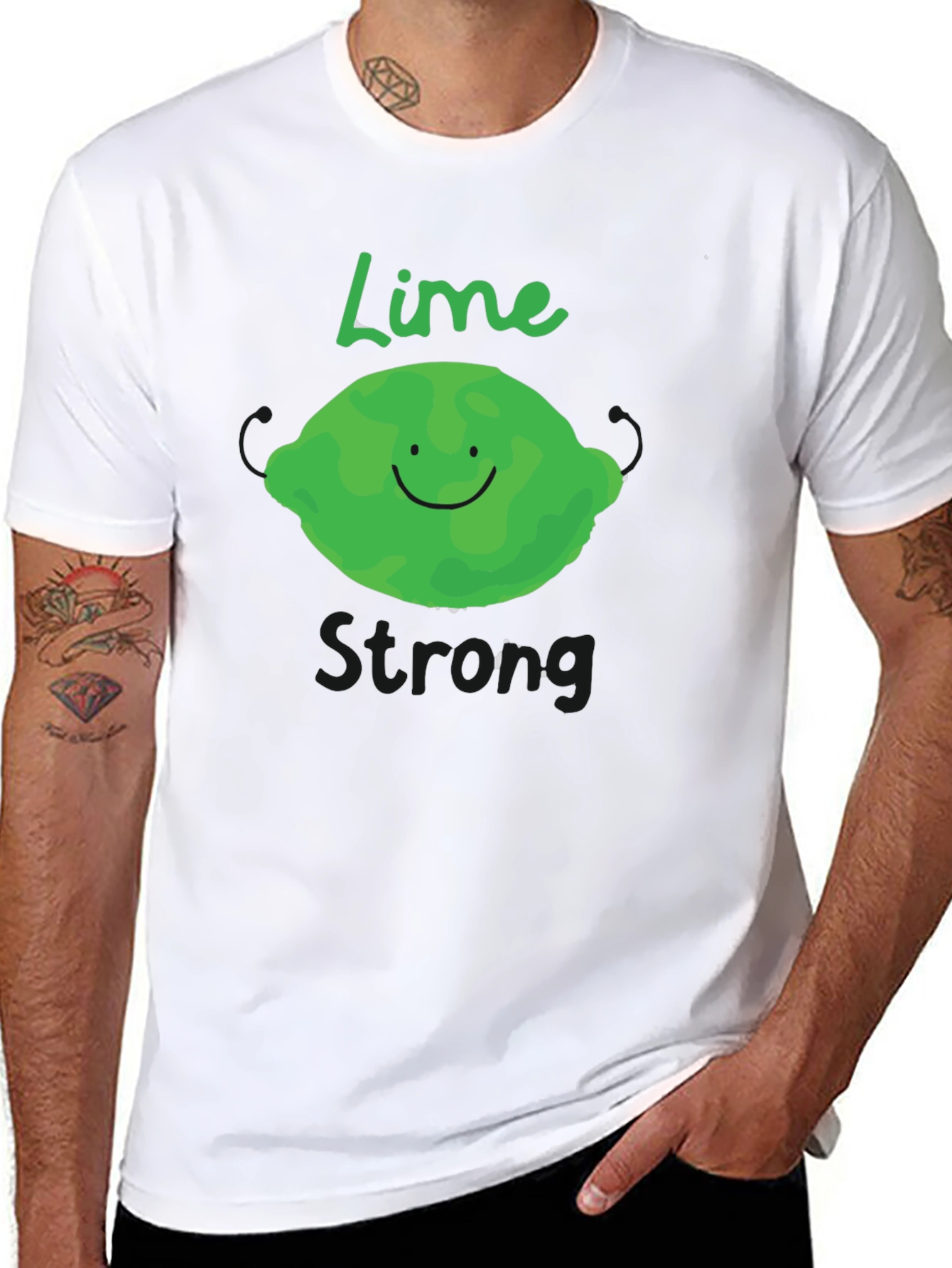 Lime Strong Black T-Shirt - Funny Fruit Graphic Tee