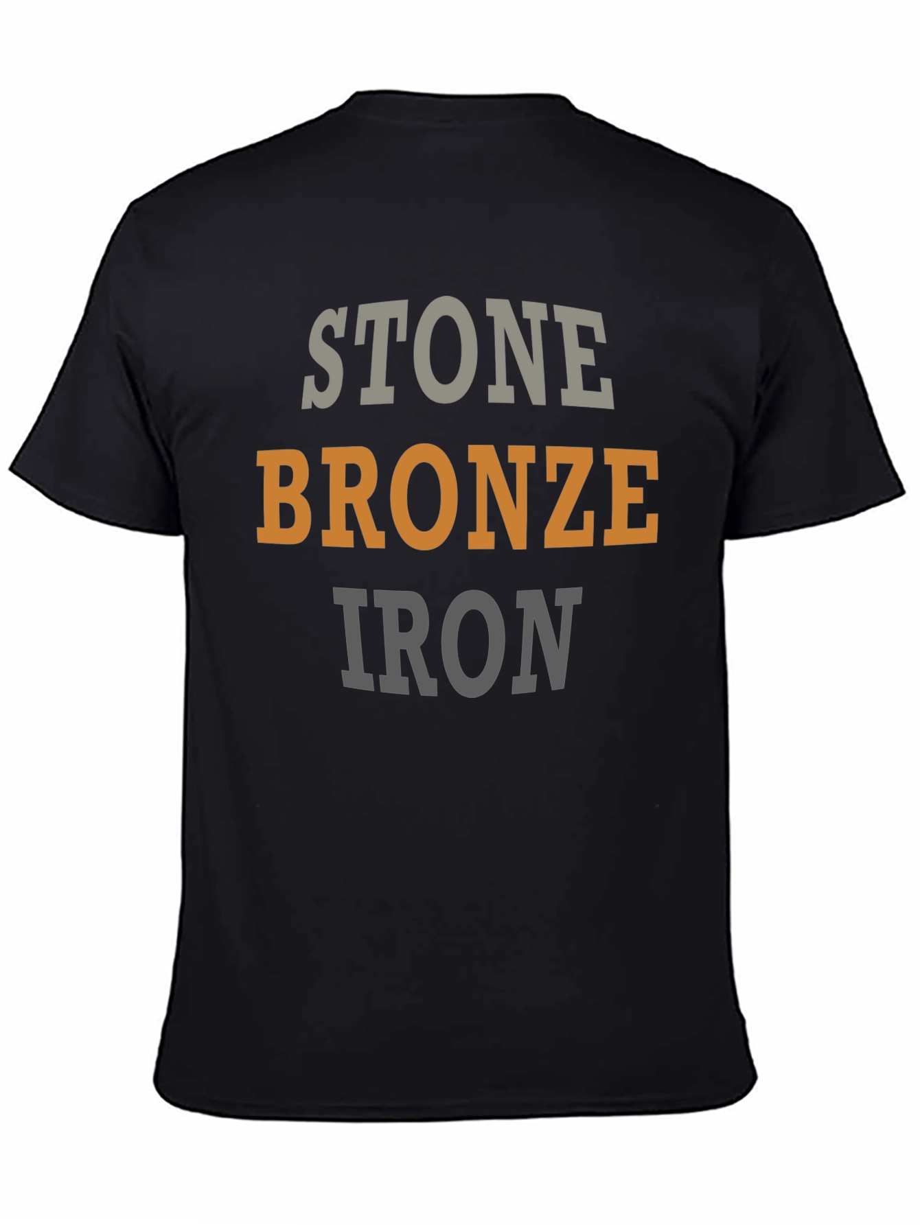 Stone Bronze Iron T-Shirt - Black Graphic Tee