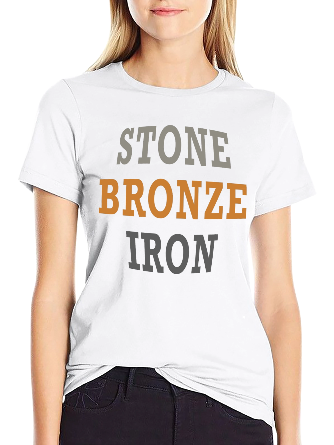 Stone Bronze Iron T-Shirt - Black Graphic Tee