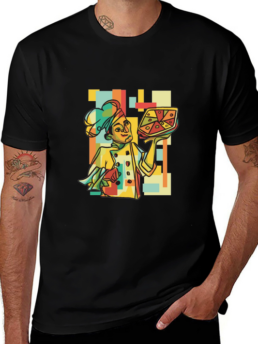Retro Chef Pizza Graphic T-Shirt